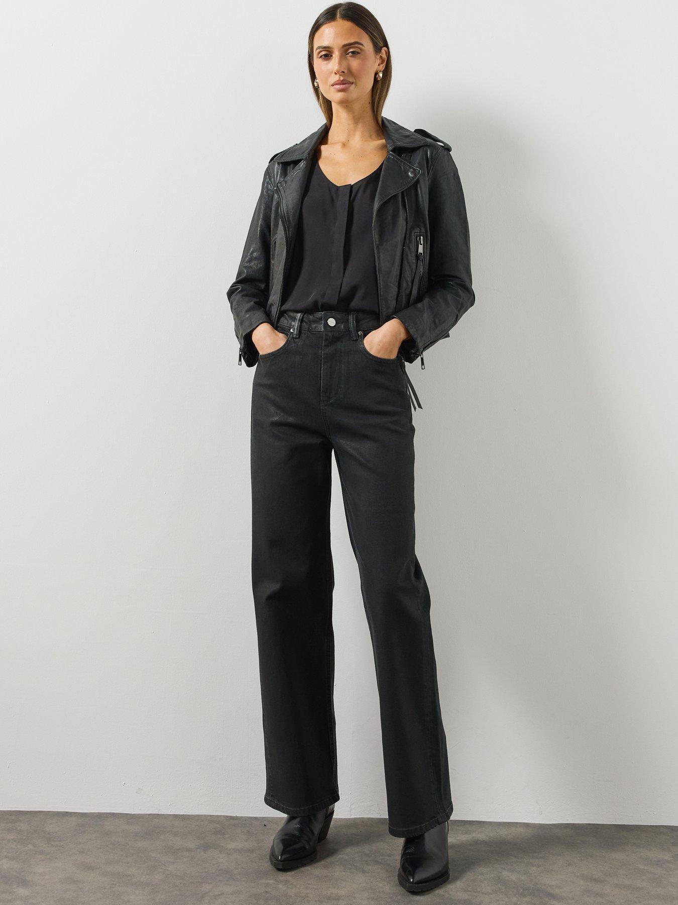 Image 3 of 6 of AllSaints Womens Errie Leather Biker Jacket - Black