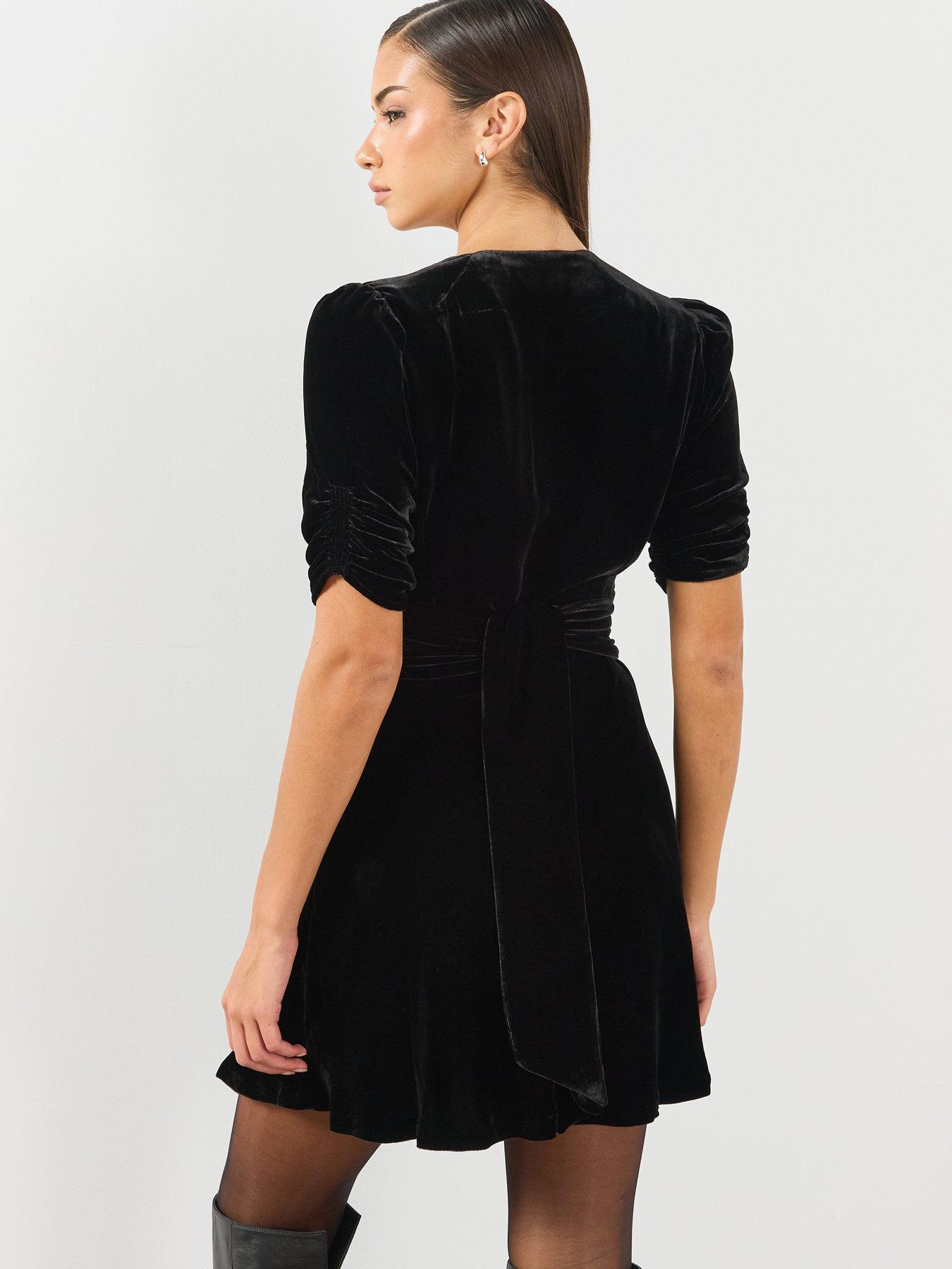 Image 2 of 6 of AllSaints Allsaints Ena Velvet Mini Dress - Black