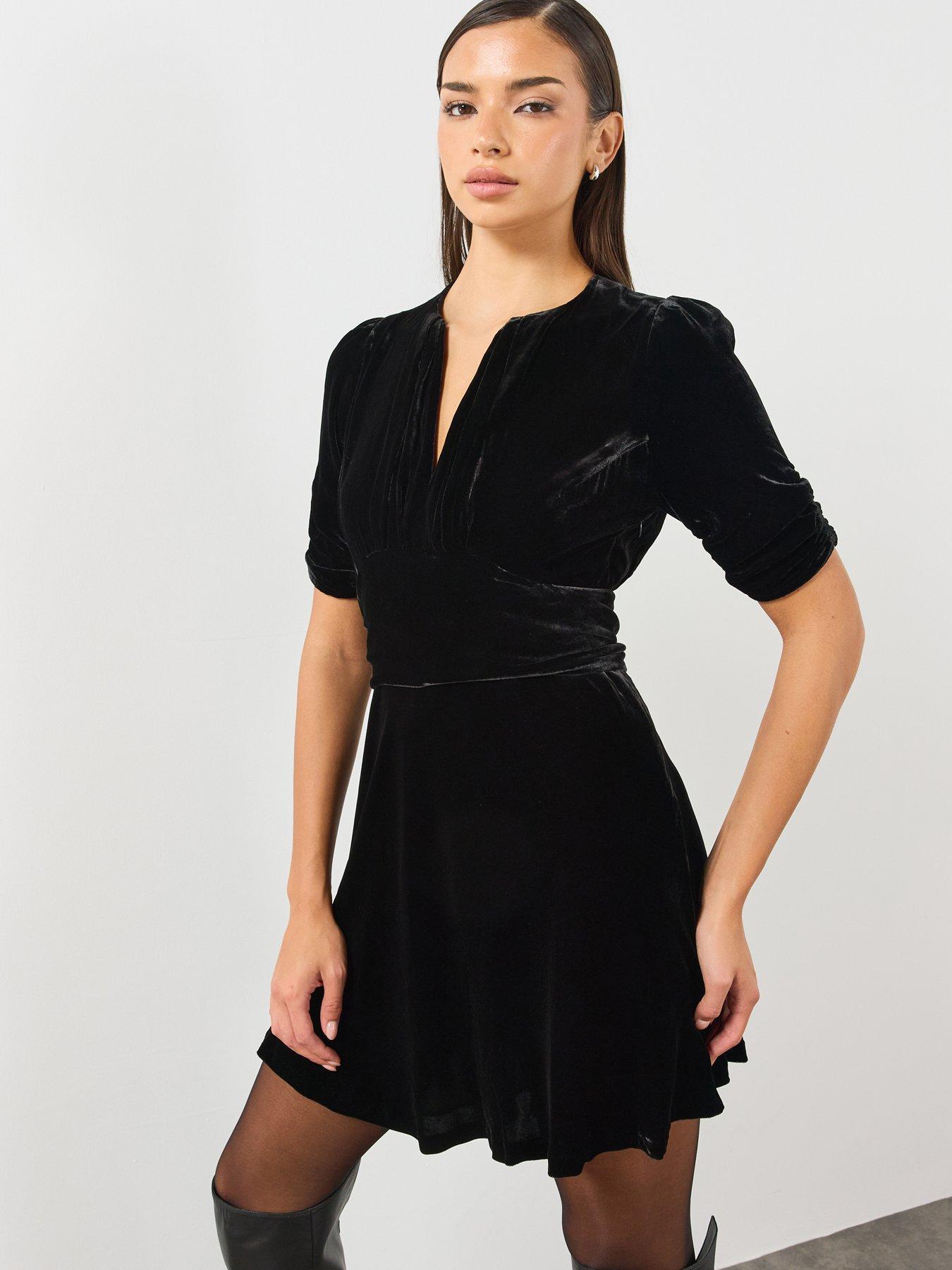 Image 5 of 6 of AllSaints Allsaints Ena Velvet Mini Dress - Black
