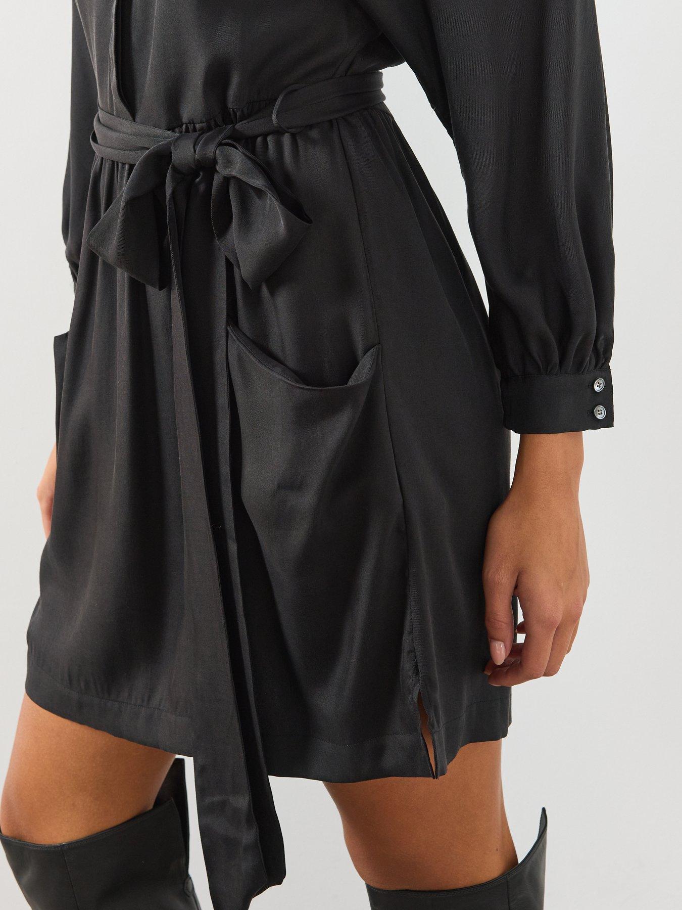 Image 5 of 6 of AllSaints Womens Noora Mini Shirt Dress - Black