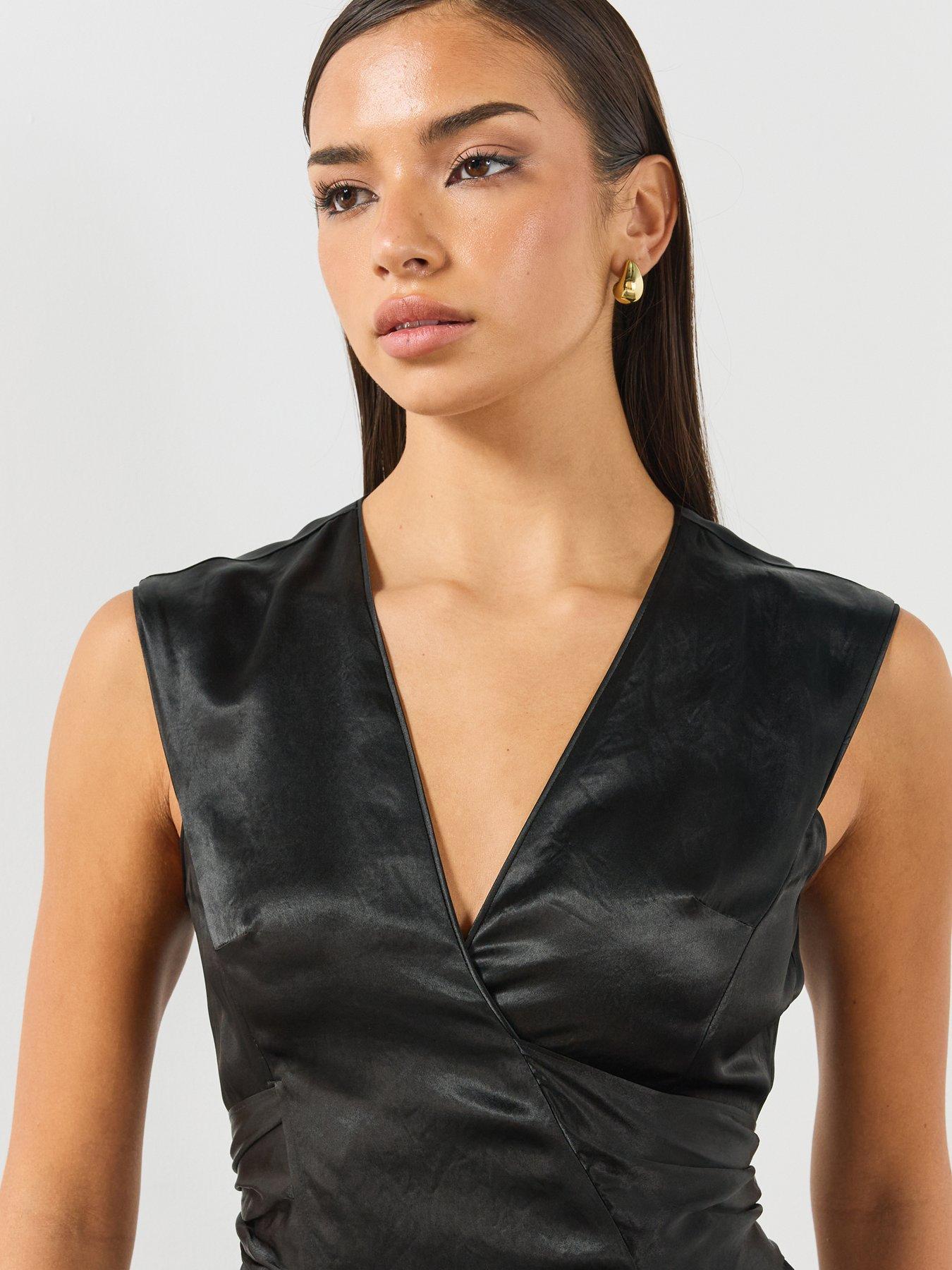 Image 4 of 6 of AllSaints Womens Jeanne Sleeveless Dress - Black