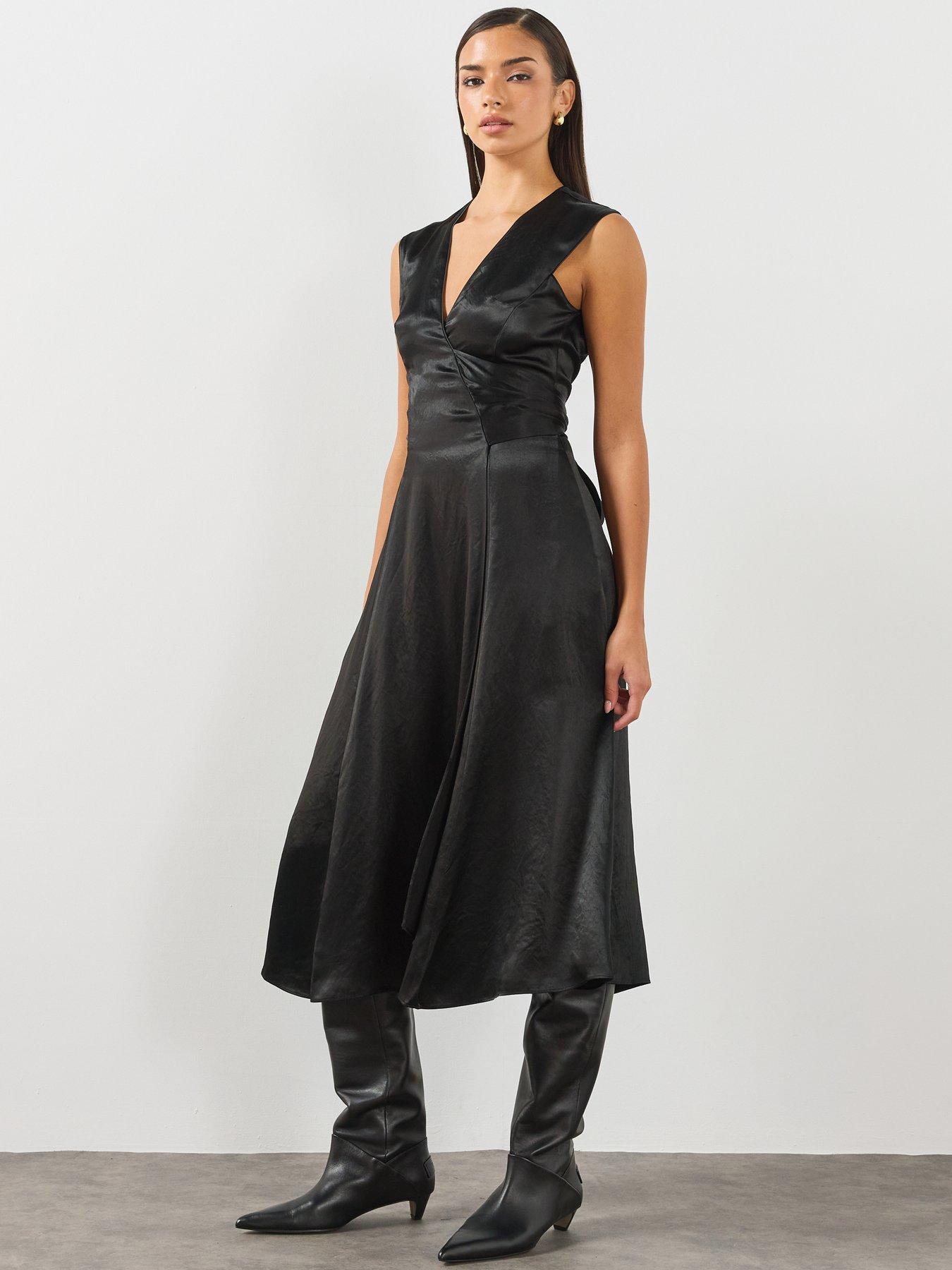 Image 6 of 6 of AllSaints Womens Jeanne Sleeveless Dress - Black