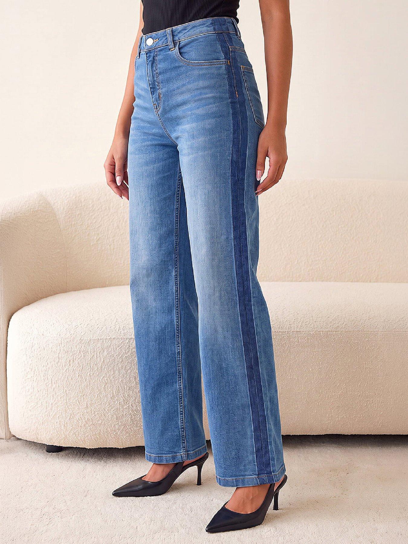 Dusk Women's Mid Blue Side Seam Detail Jean In | Size: 14 - Image 3