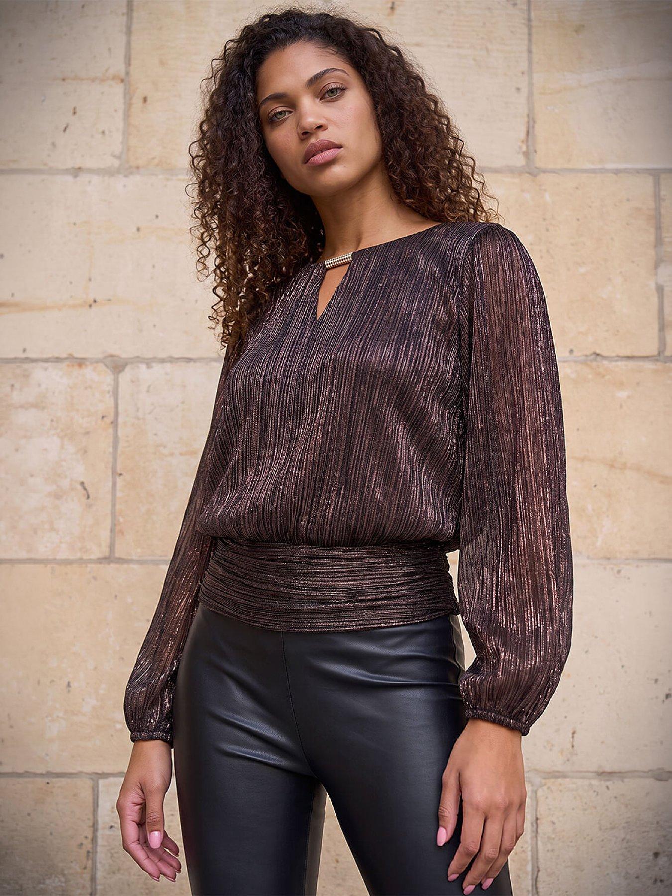Image 1 of 4 of Roman Petite Crinkle Trim Top