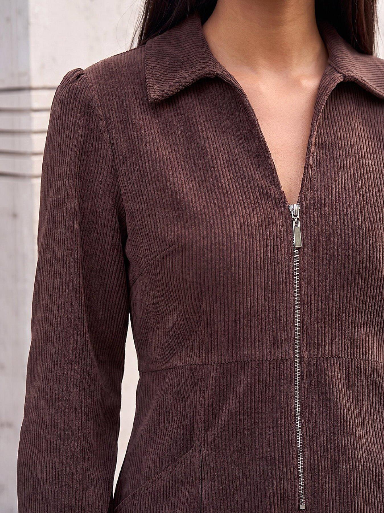 Image 2 of 4 of Roman Petite Zip Front Cord Dress