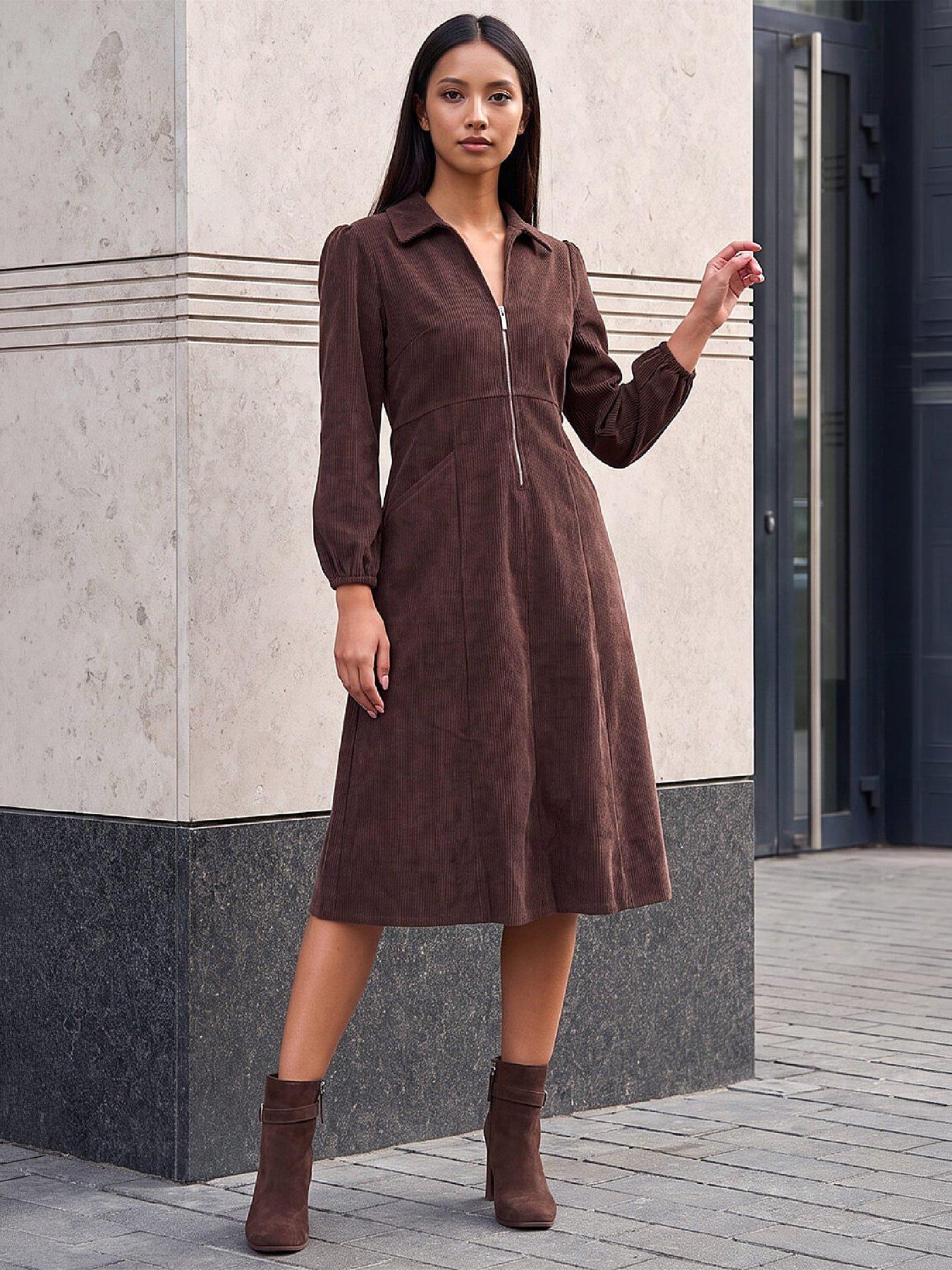 Image 4 of 4 of Roman Petite Zip Front Cord Dress