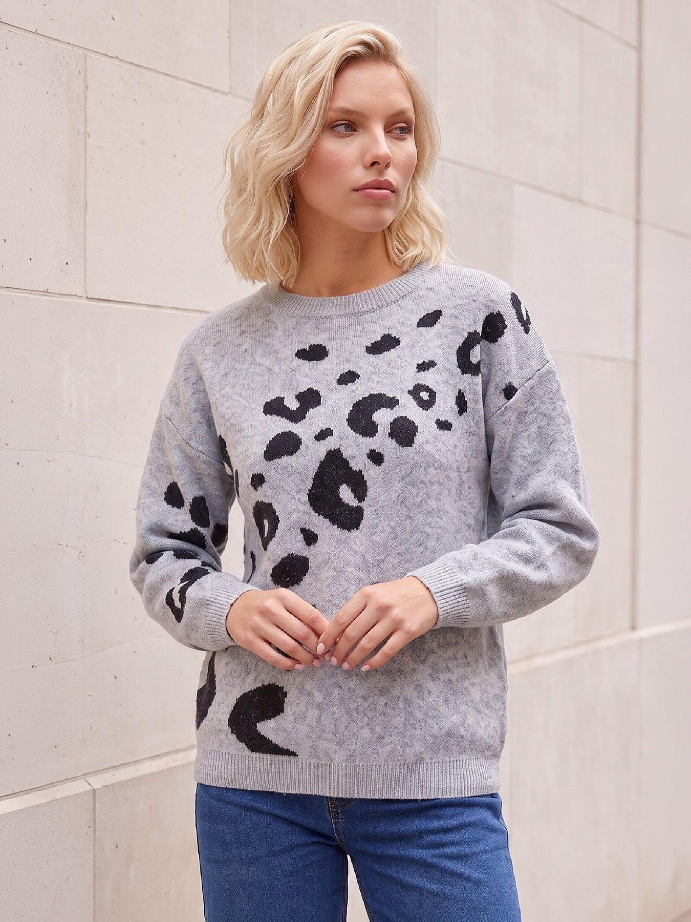 Roman Women's Grey Petite Animal Jumper In | Size: 12 - Image 2
