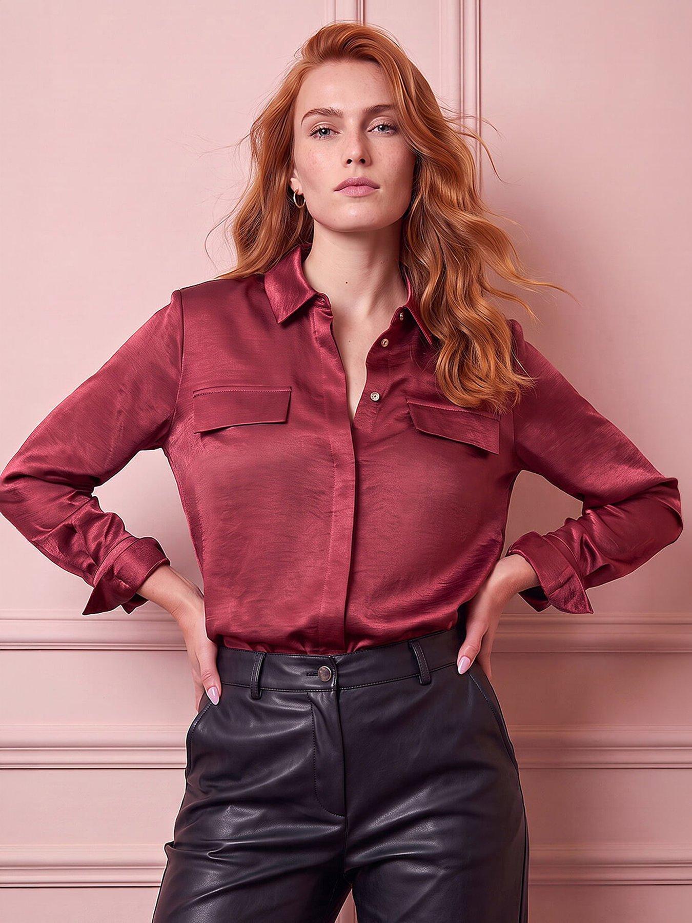 Image 1 of 4 of Roman Satin Long Sleeve Shirt