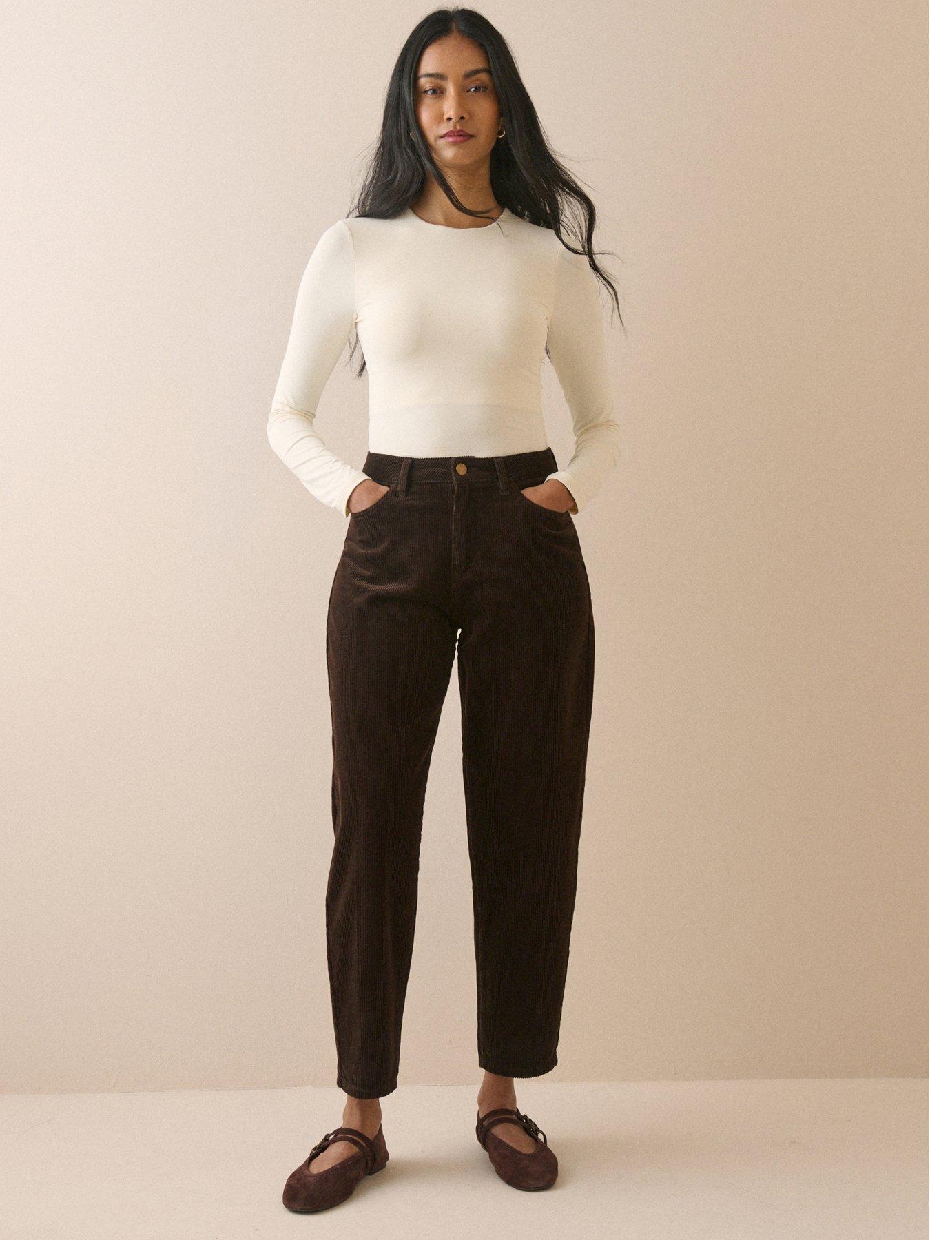 Image 1 of 5 of Nobodys Child Womens Bethnal Cord Seamed Barrel Jeans - Brown