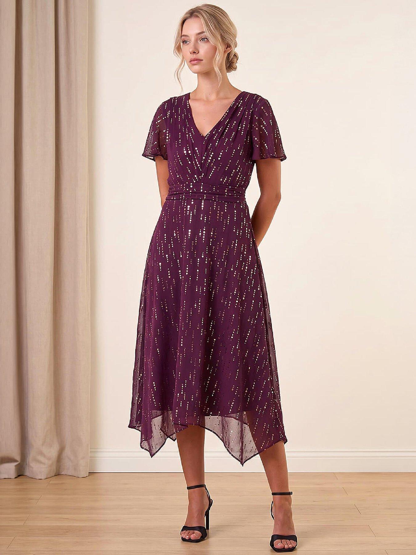 Image 1 of 4 of Roman Petite Foil Printed Dress
