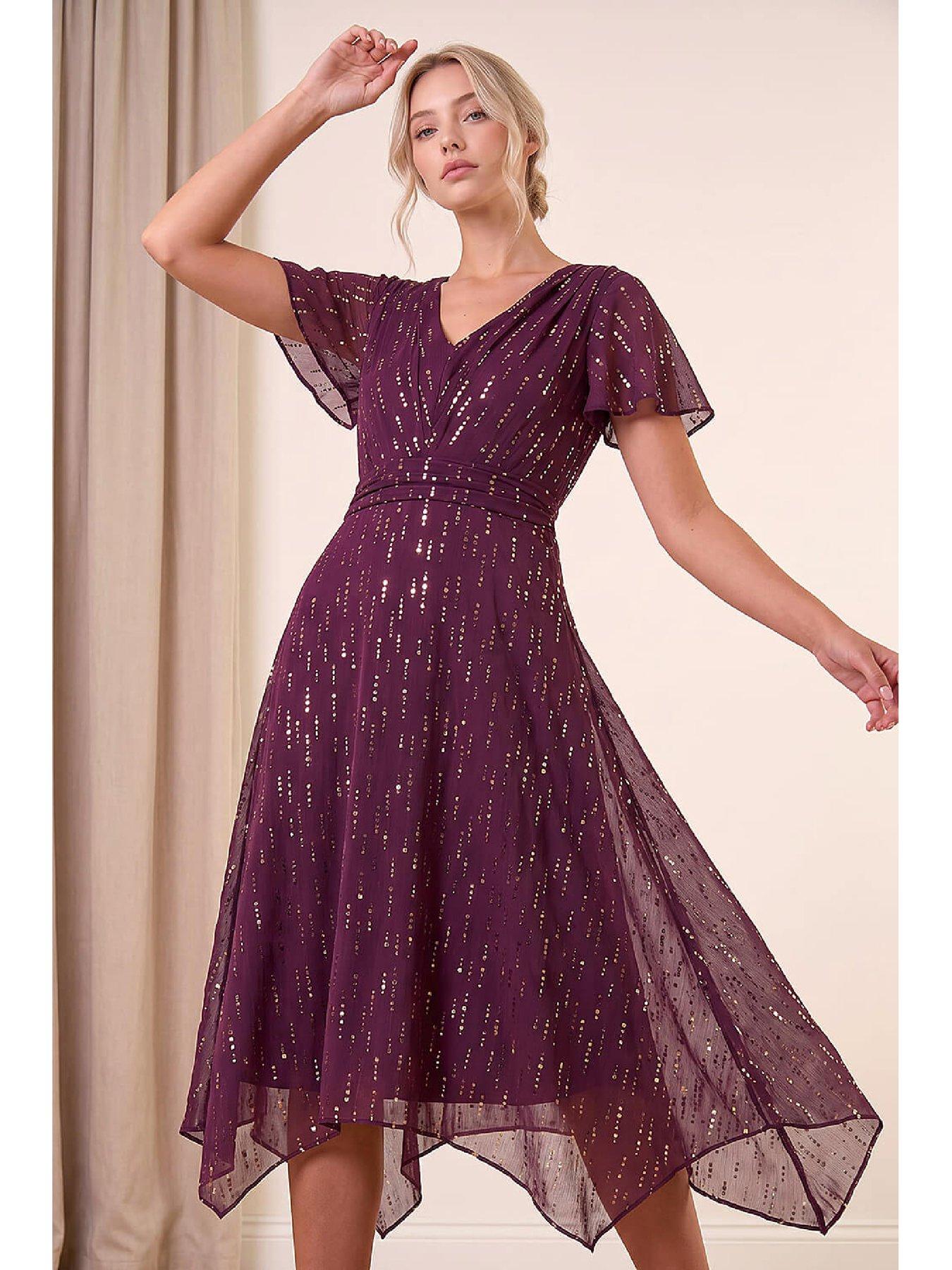 Image 4 of 4 of Roman Petite Foil Printed Dress