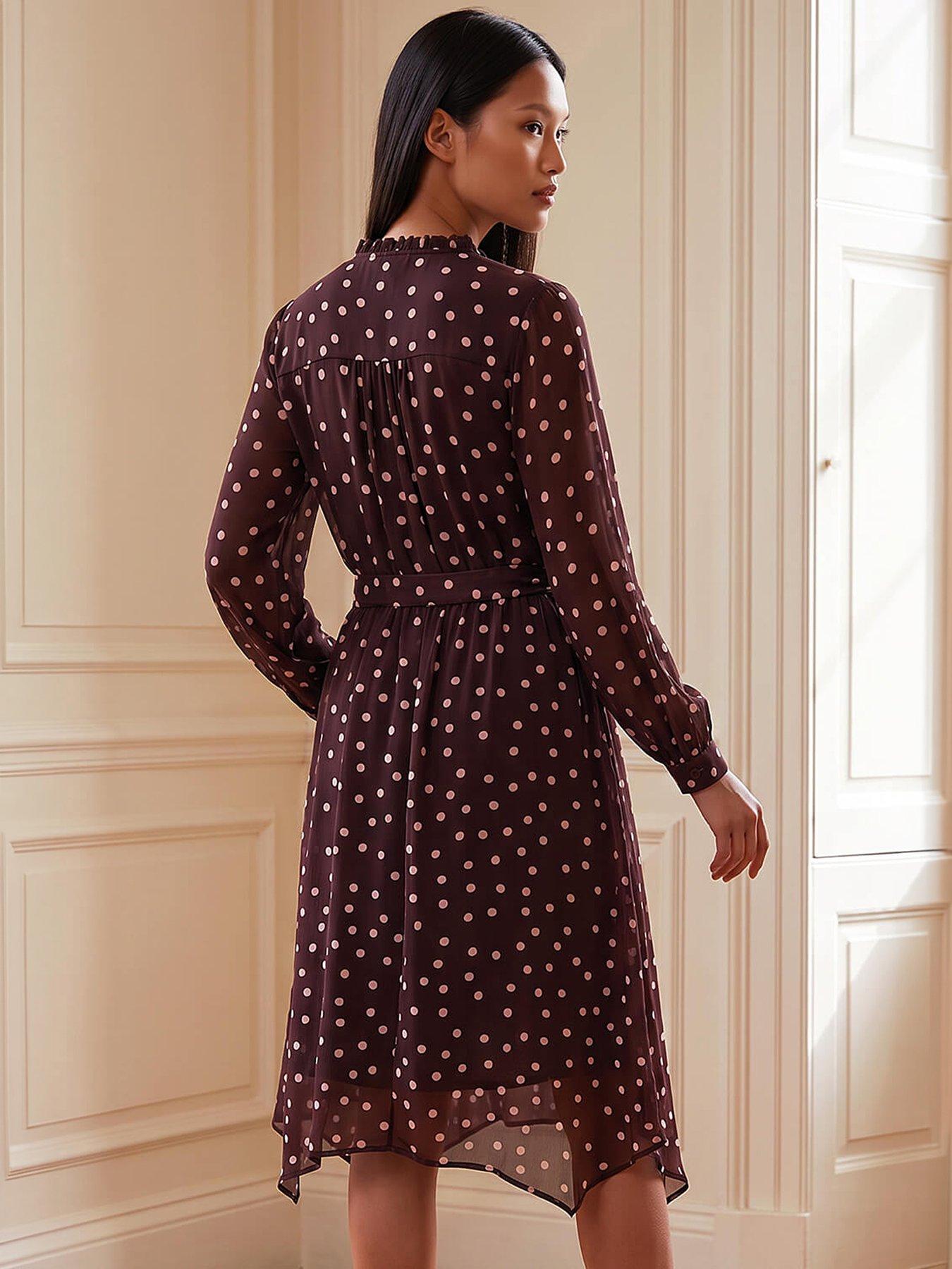 Image 2 of 4 of Roman Petite Spot Print Midi Dress