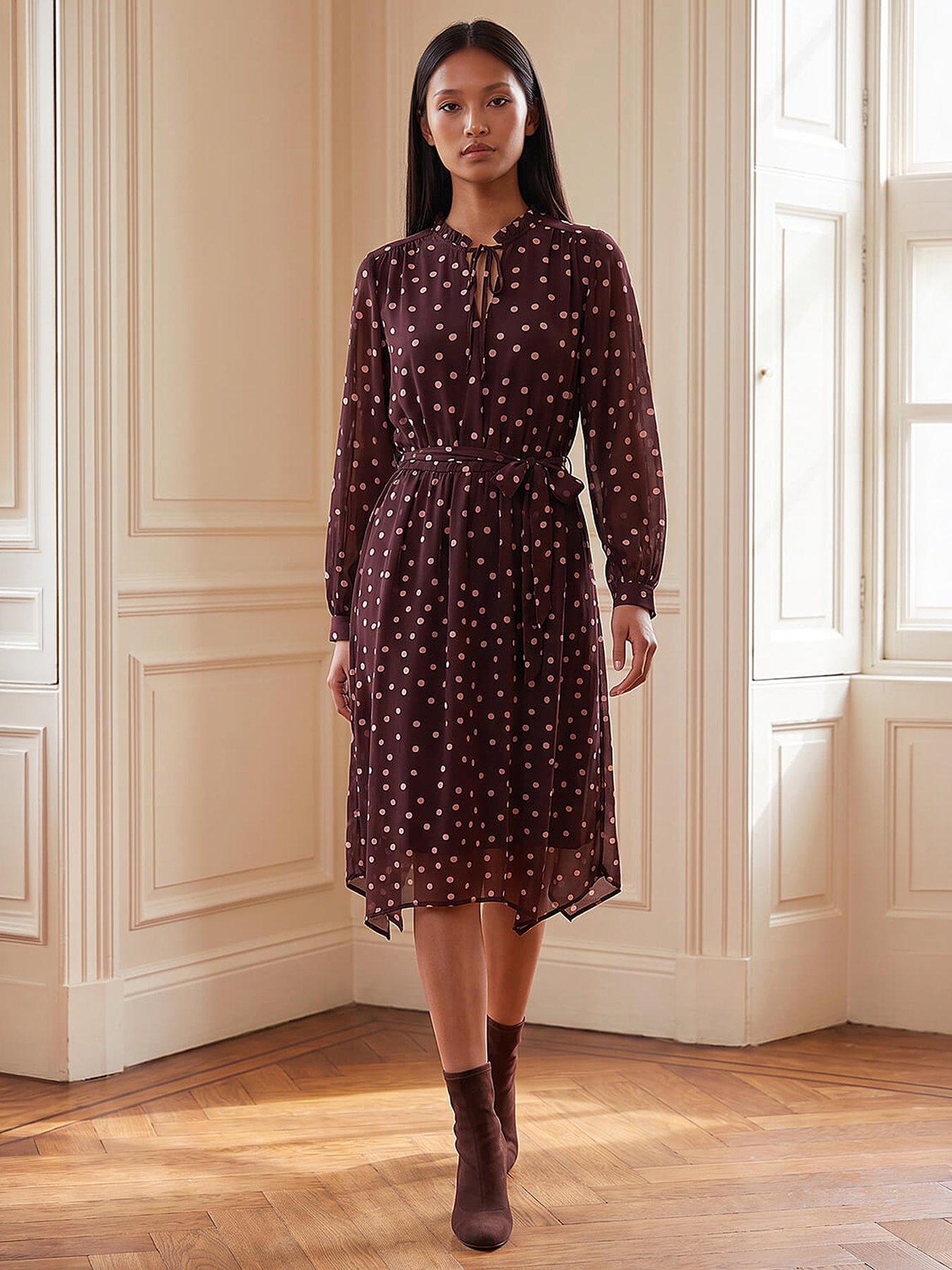 Image 3 of 4 of Roman Petite Spot Print Midi Dress