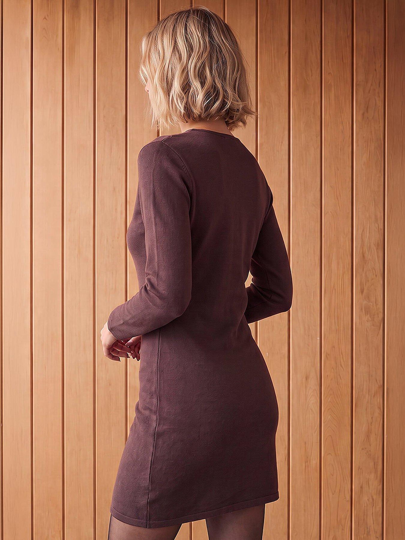Image 3 of 4 of Roman Button Front Knit Dress