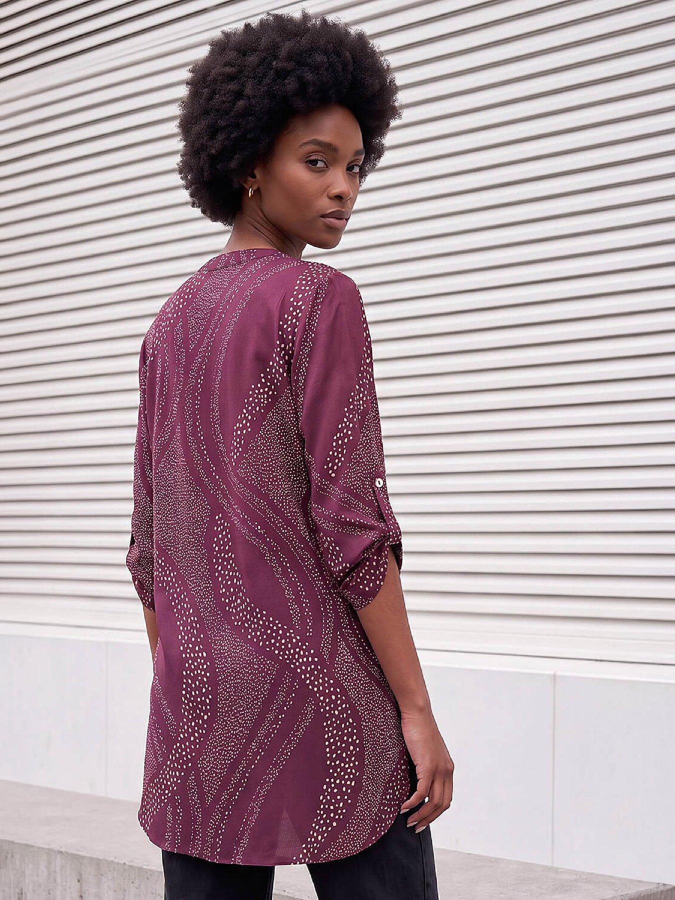 Image 2 of 4 of Roman Womens Longline Button Detail Top - Red