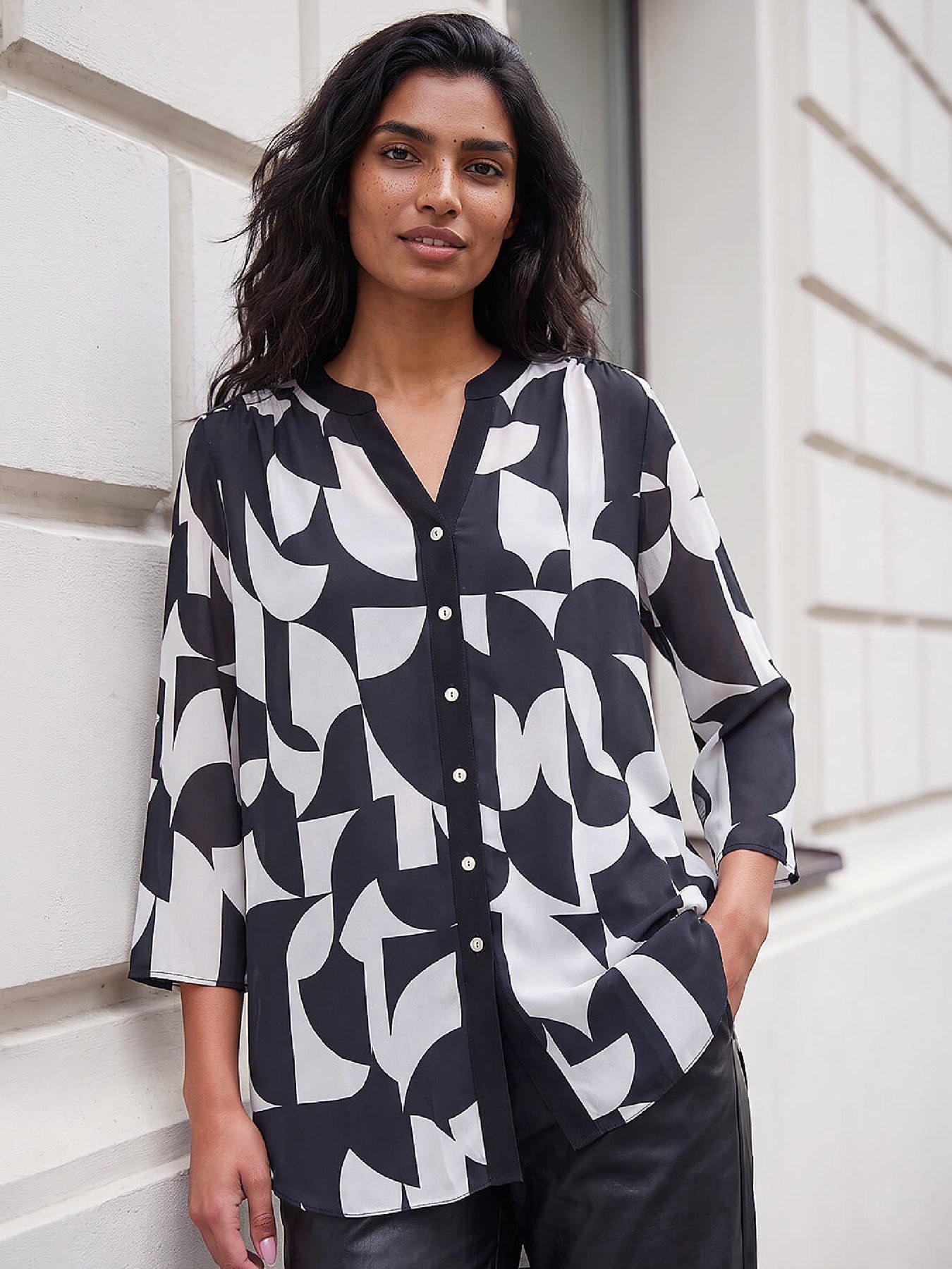 Roman Women's Black Geo Print Shirt In Size 18 - Image 6