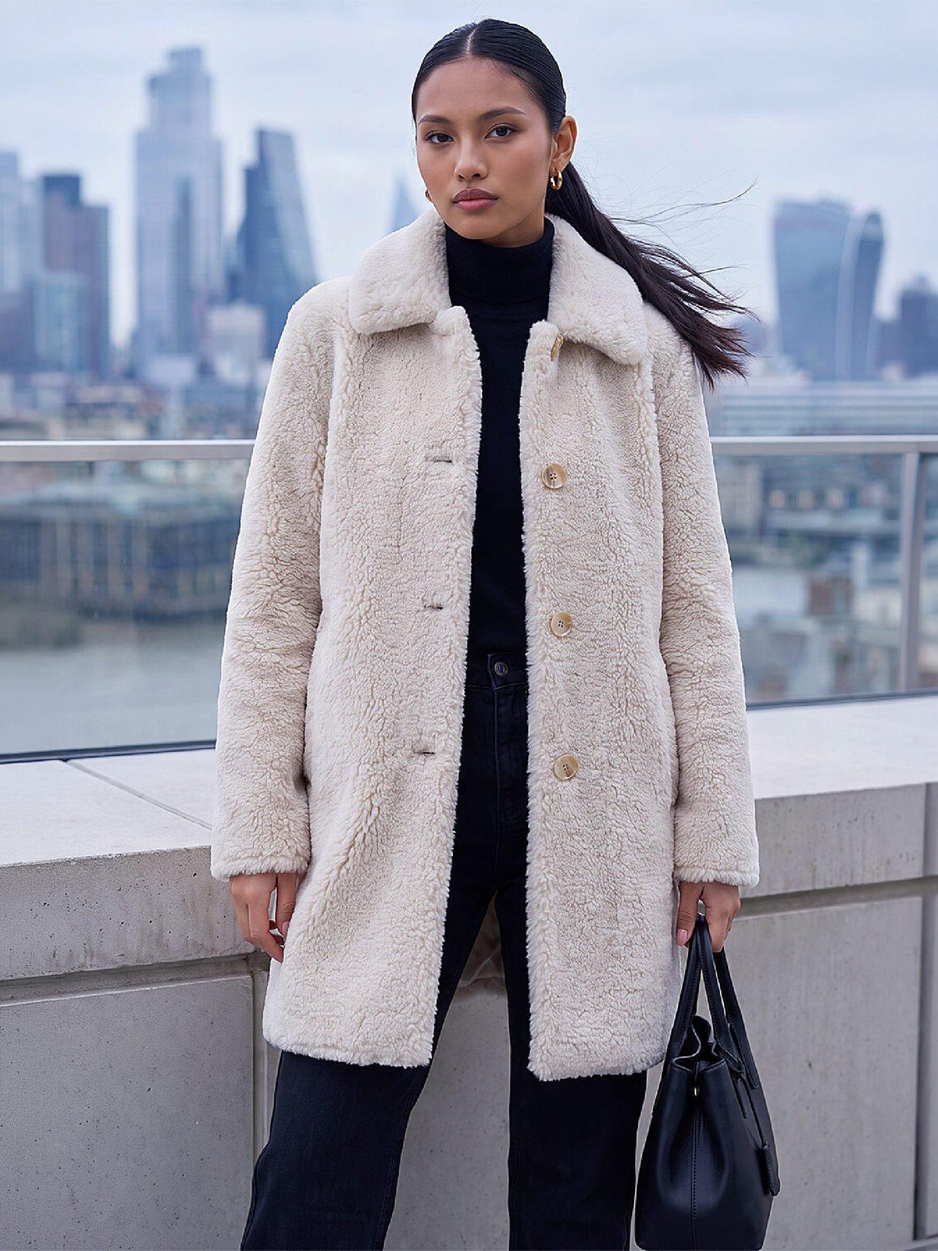 Image 1 of 4 of Roman Petite Faux Sheepskin Coat