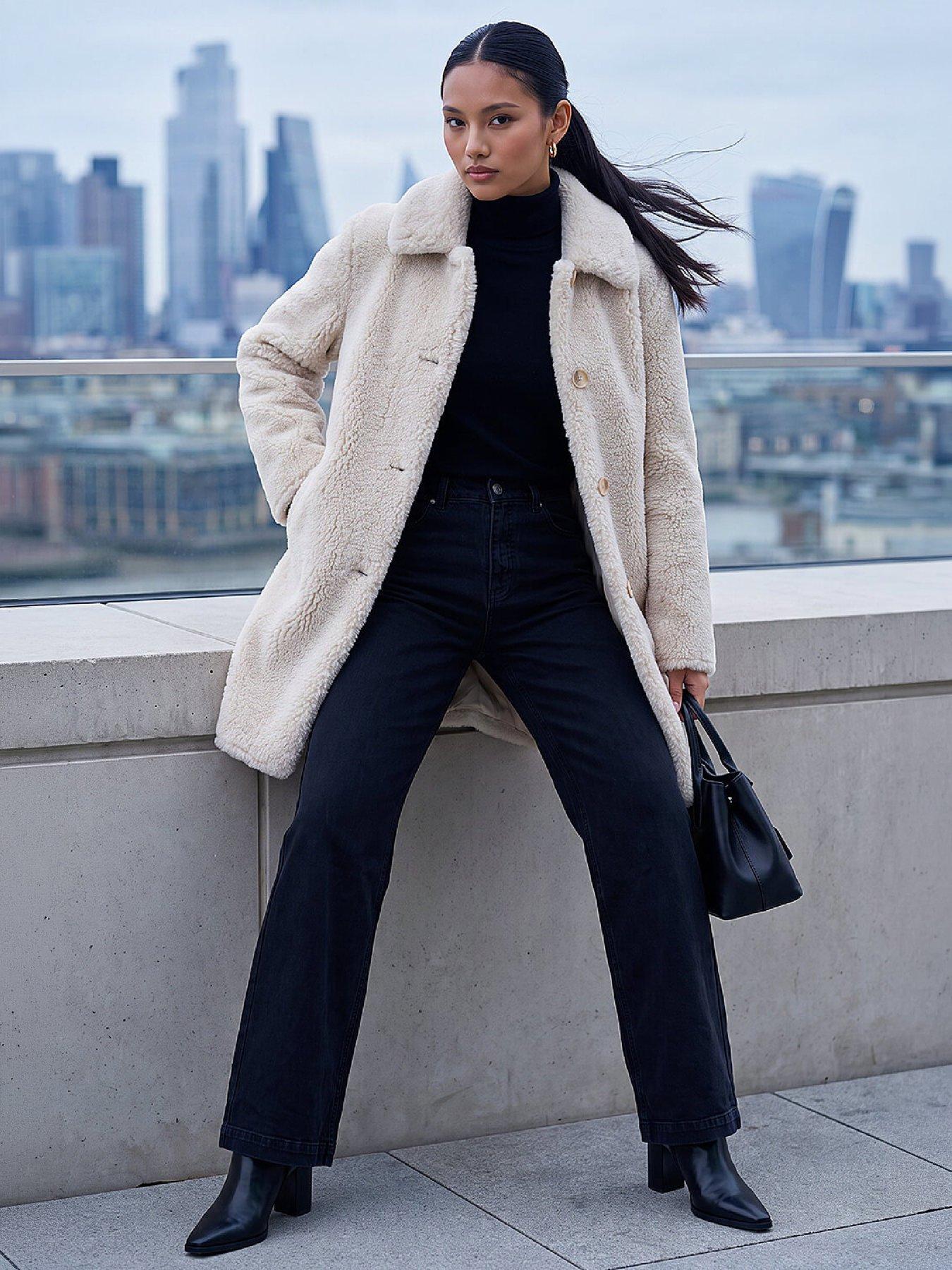 Image 3 of 4 of Roman Petite Faux Sheepskin Coat
