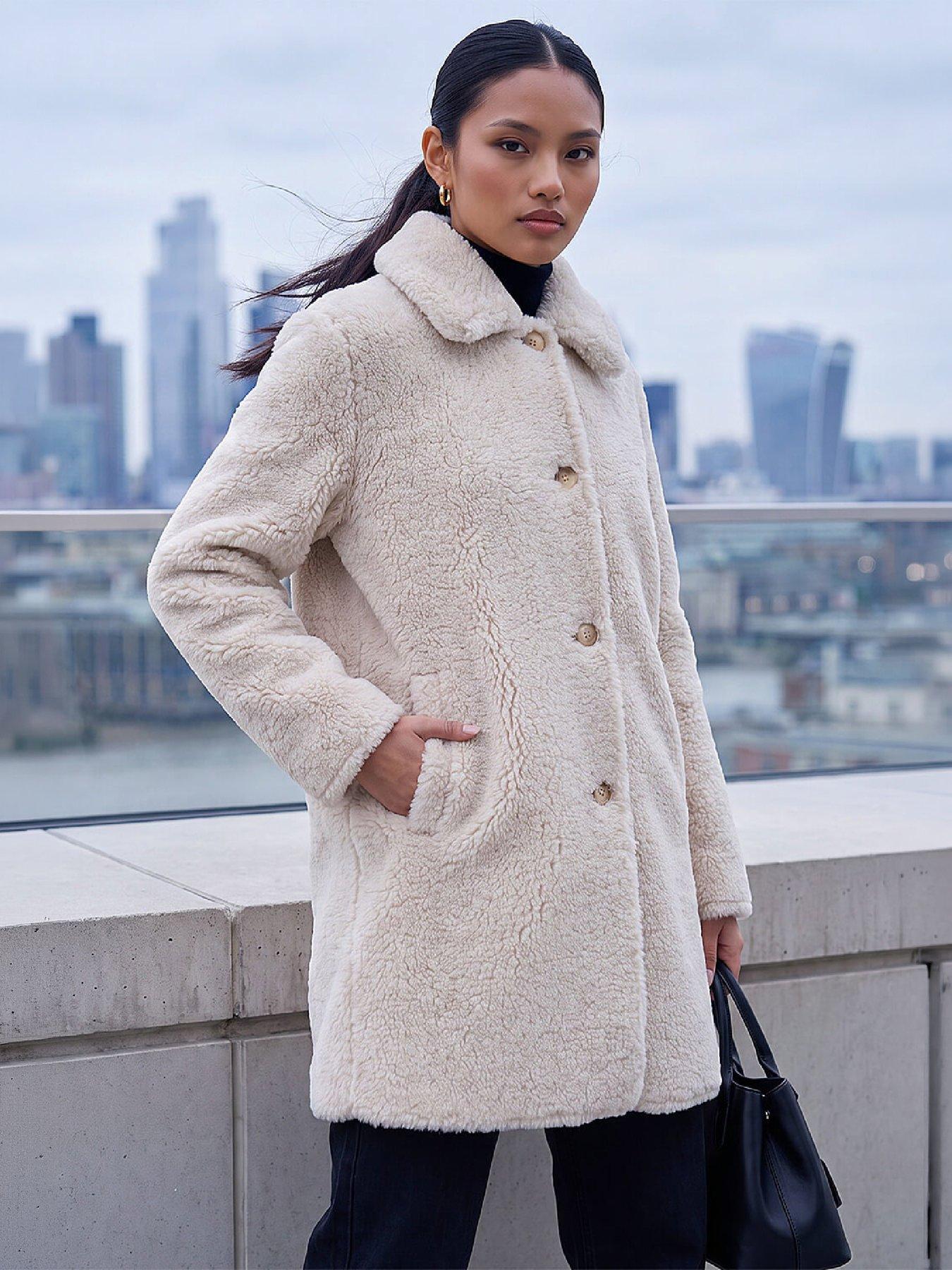 Image 4 of 4 of Roman Petite Faux Sheepskin Coat