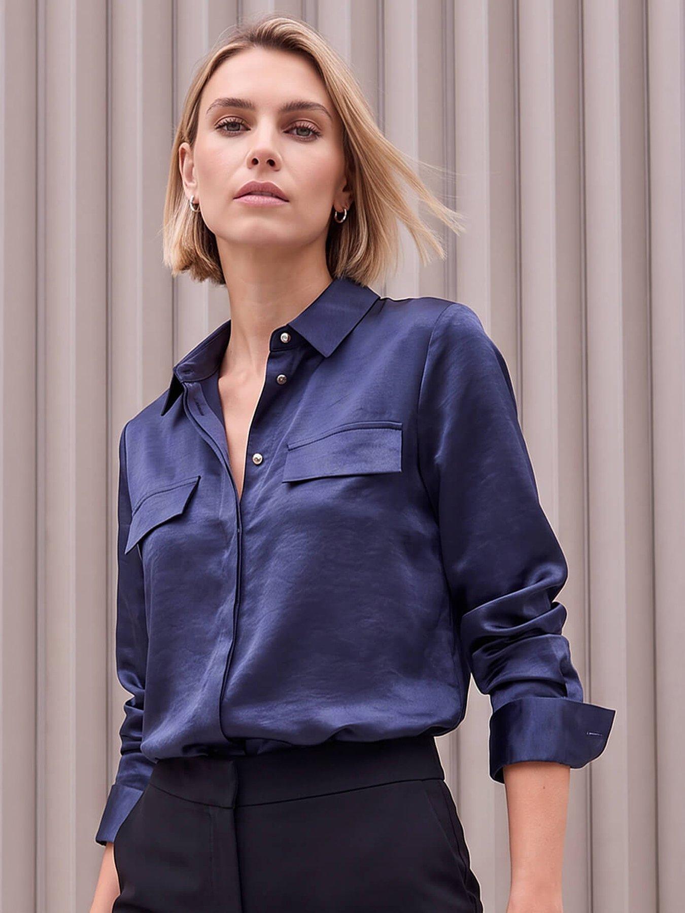 Image 1 of 4 of Roman Satin Long Sleeve Shirt