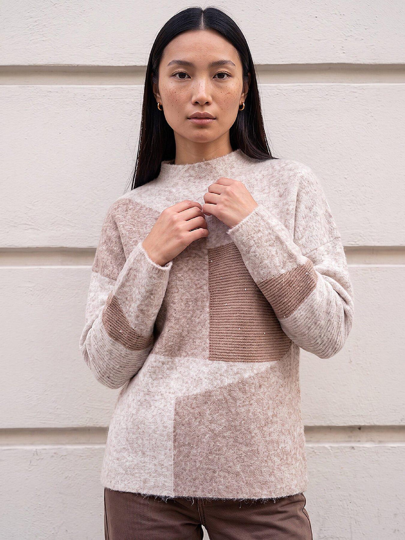 Roman Beige Colour Block Knit Jumper - Image 3