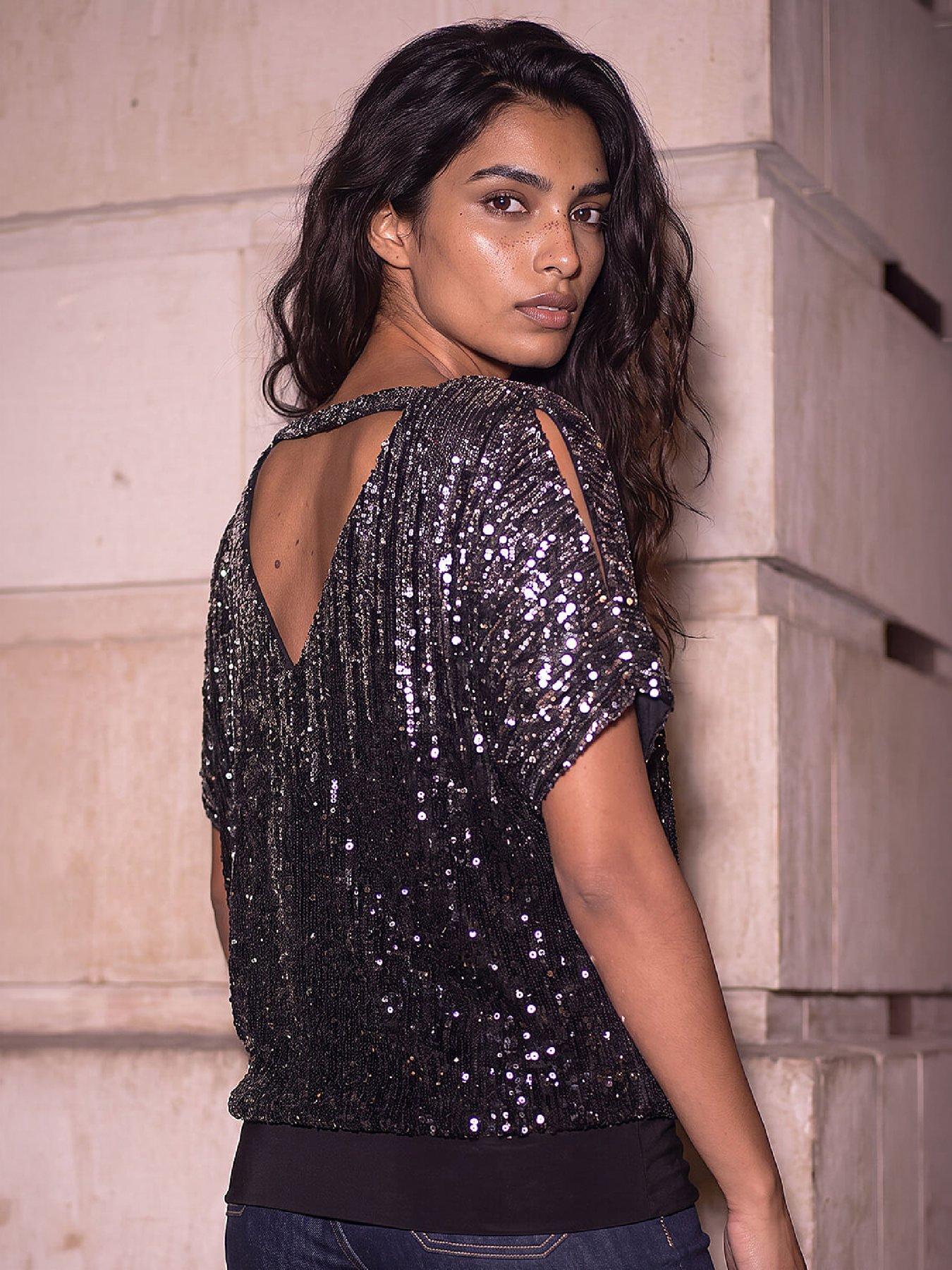 Image 2 of 4 of Roman Ombre Sequin Bar Back Top