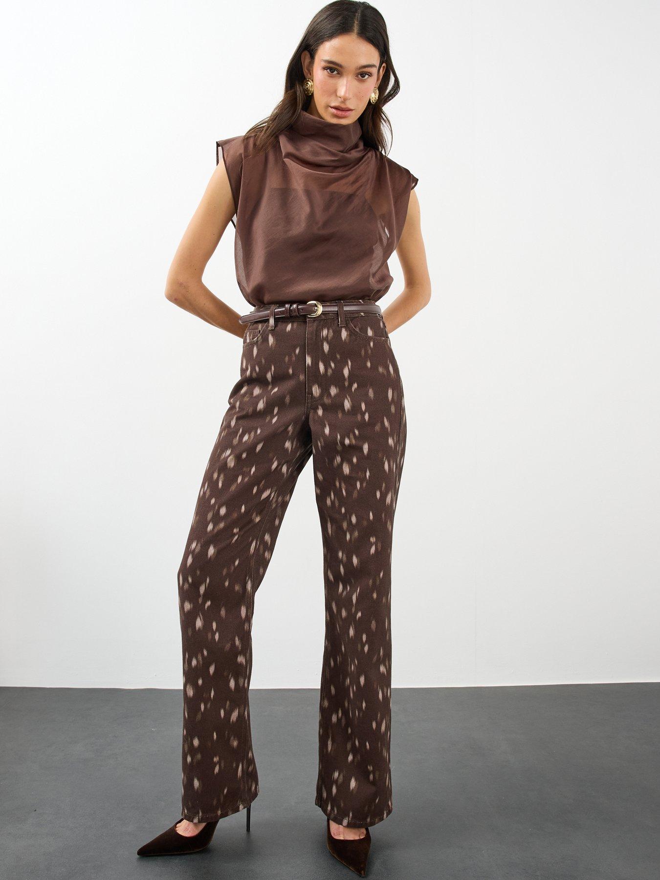 Image 6 of 6 of The Very Collection Womens Cowl Neck Sheer Sleeveless Top - Brown