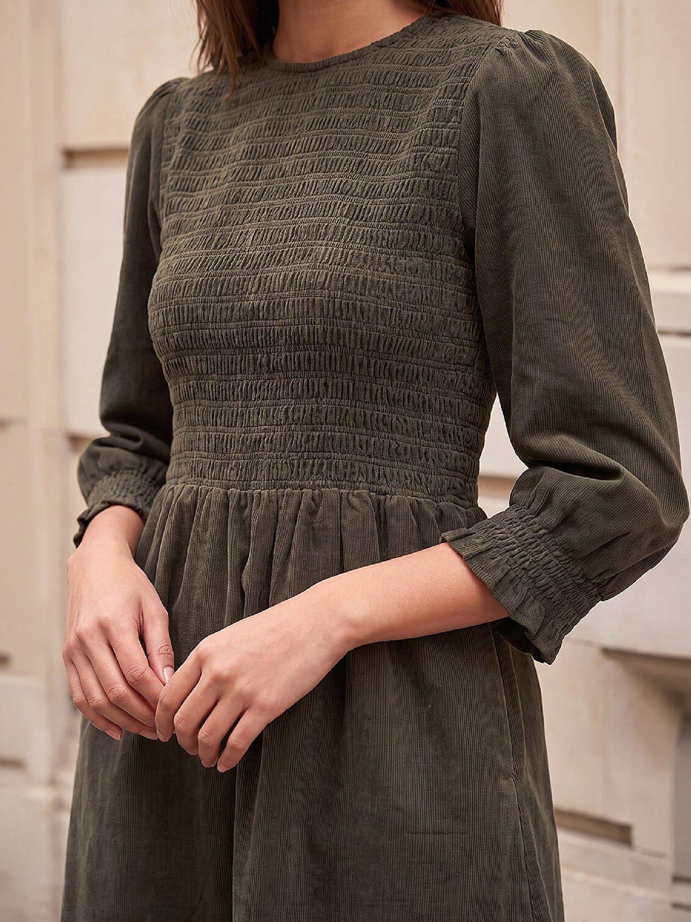 Image 2 of 4 of Roman Shirred Cord Midi Dress