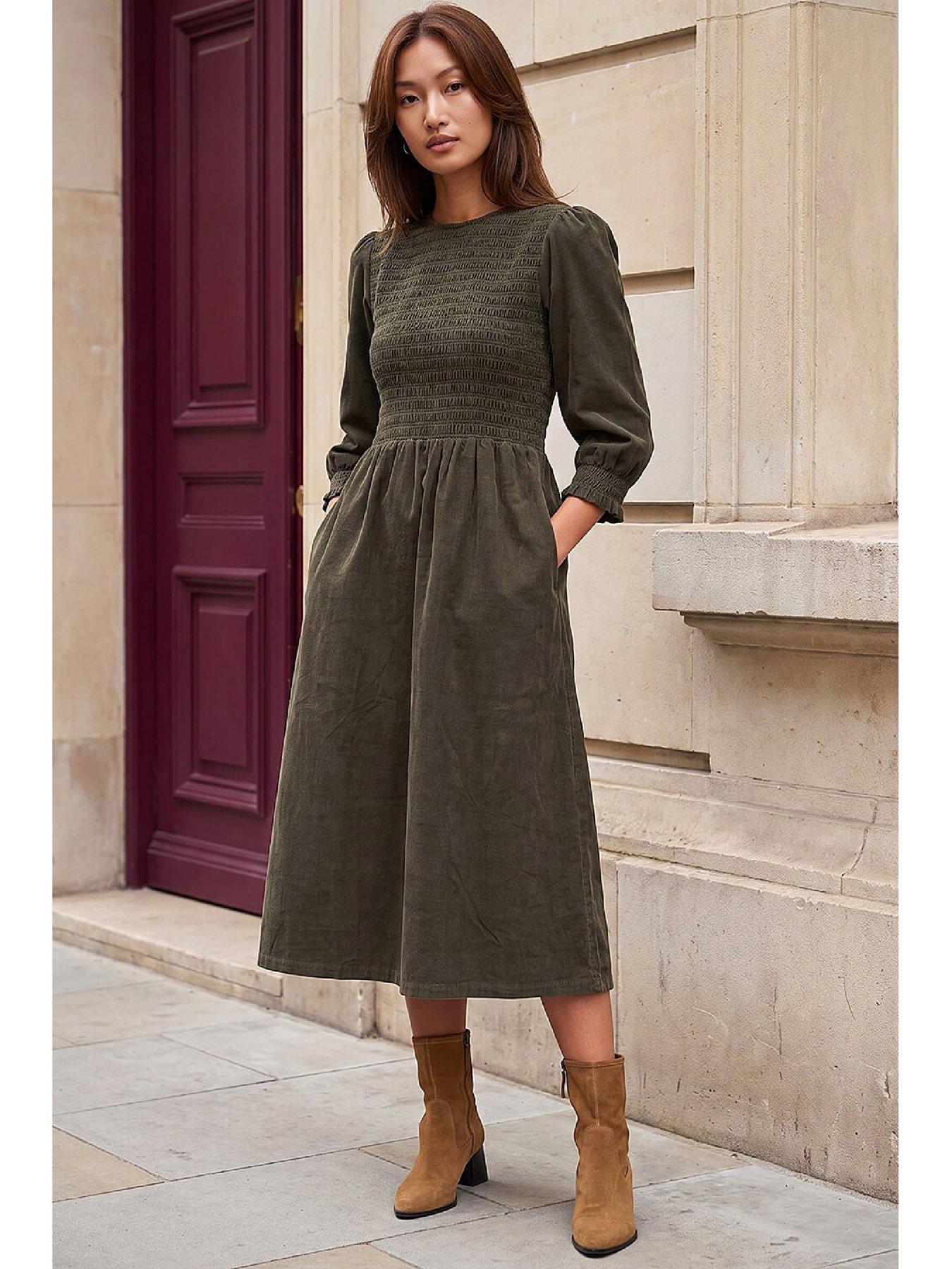 Image 4 of 4 of Roman Shirred Cord Midi Dress