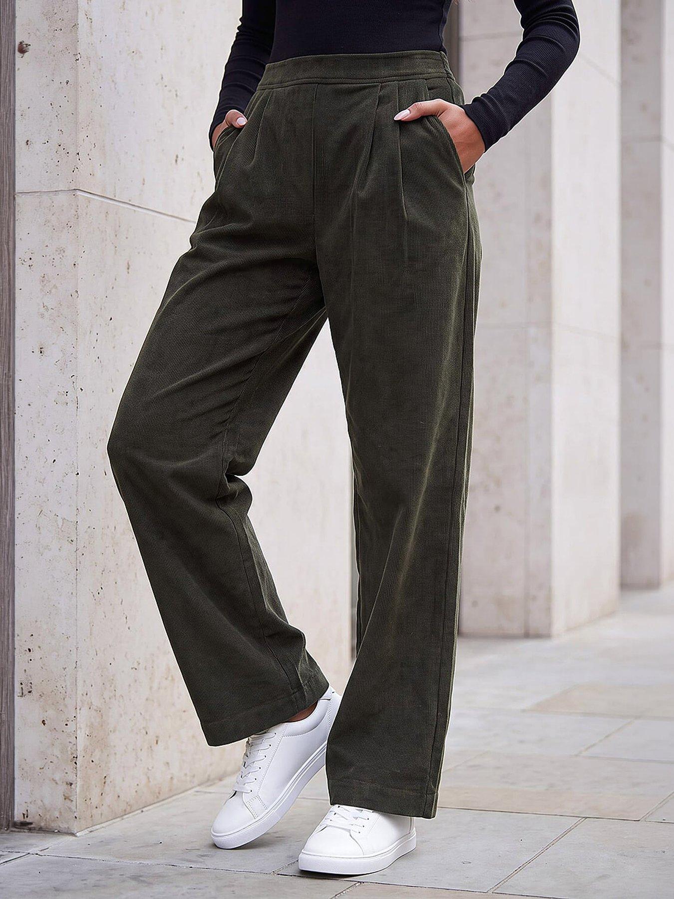 Roman Khaki Cord Wide Leg Trousers - Image 3