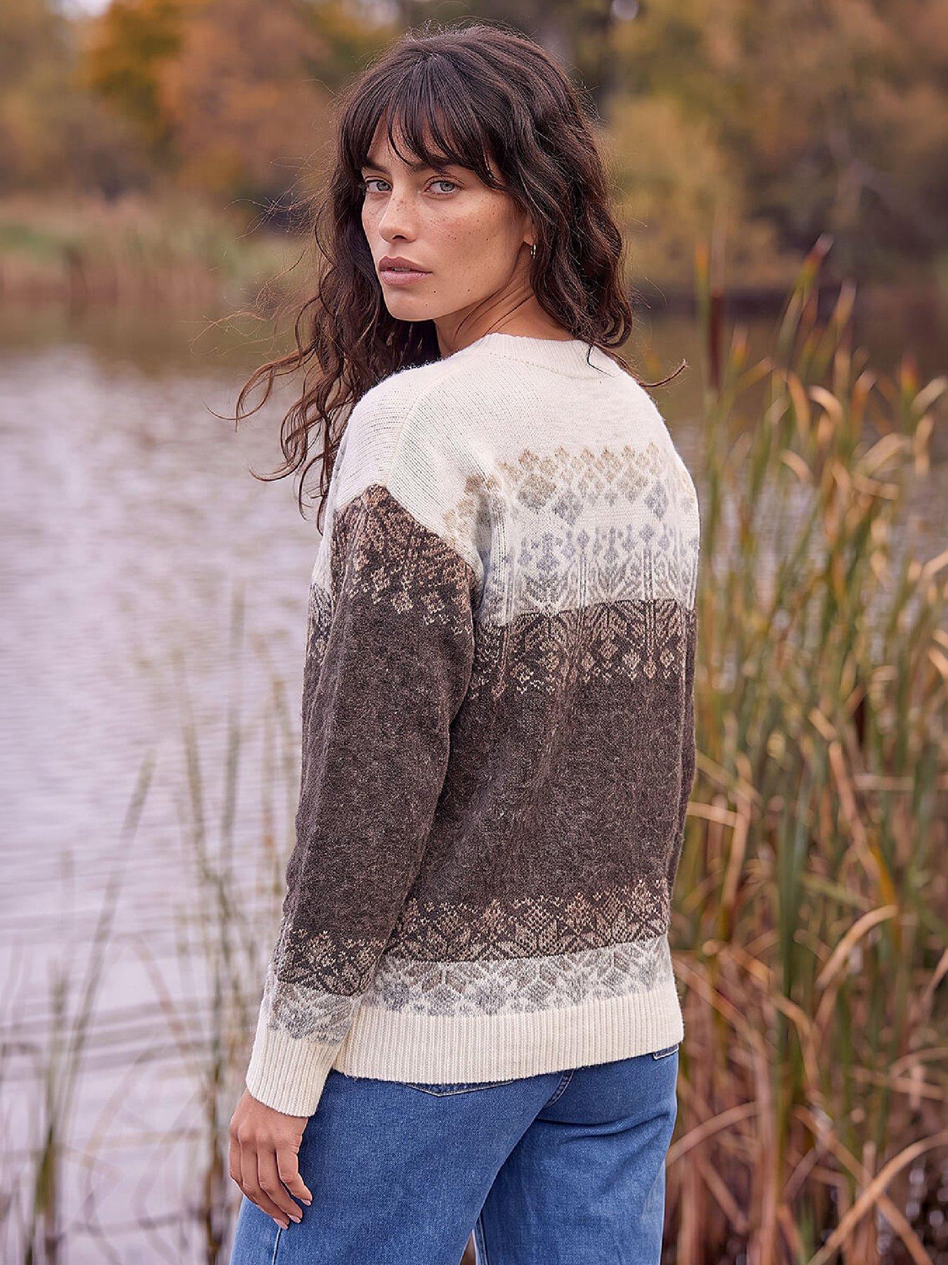 Image 3 of 4 of Roman Womens Snowflake Pattern Crew Neck Jumper - Brown