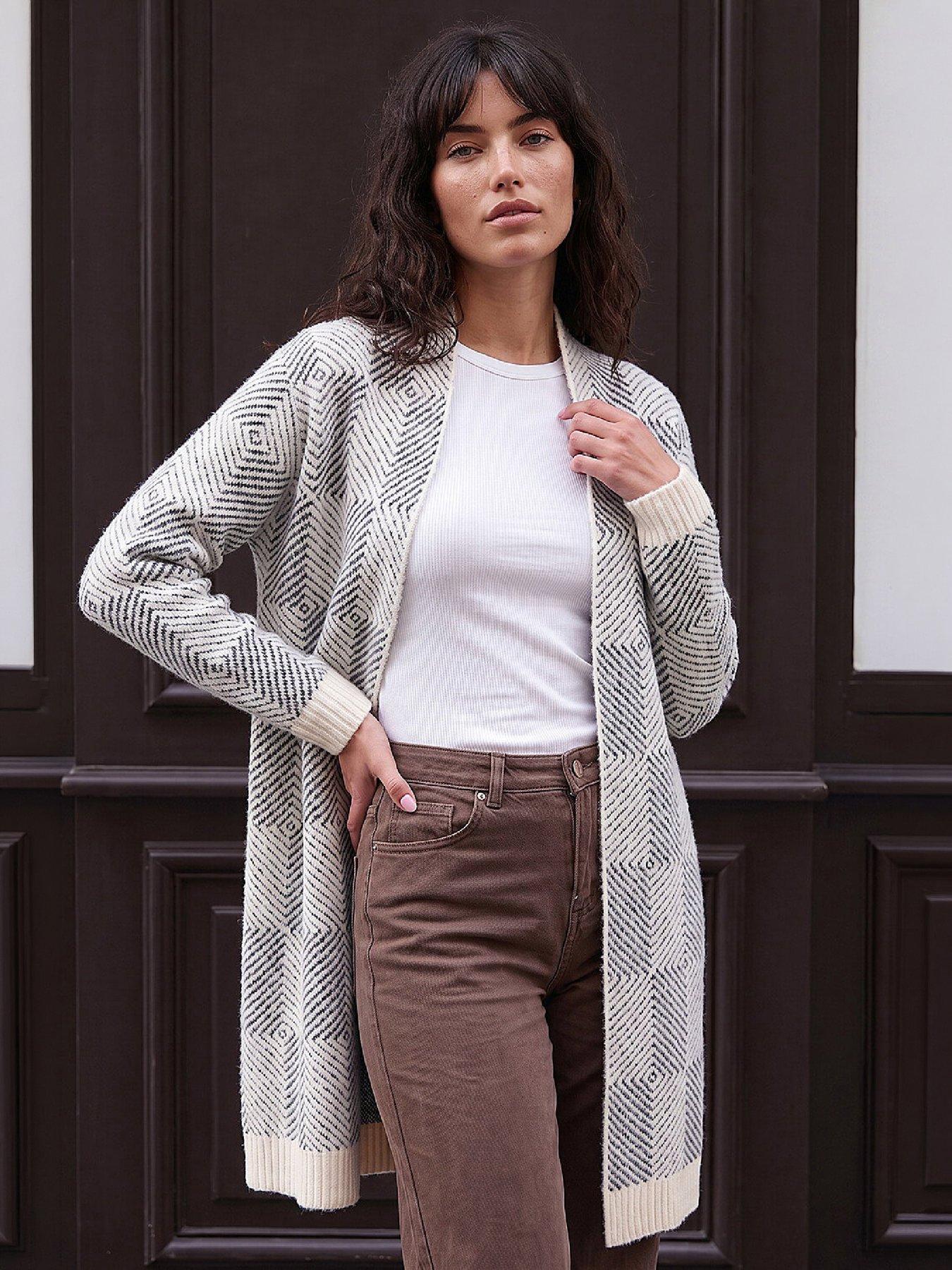 Roman Women's Soft Pattern Cardigan Sweater in Ivory | Size: 16 - Image 2