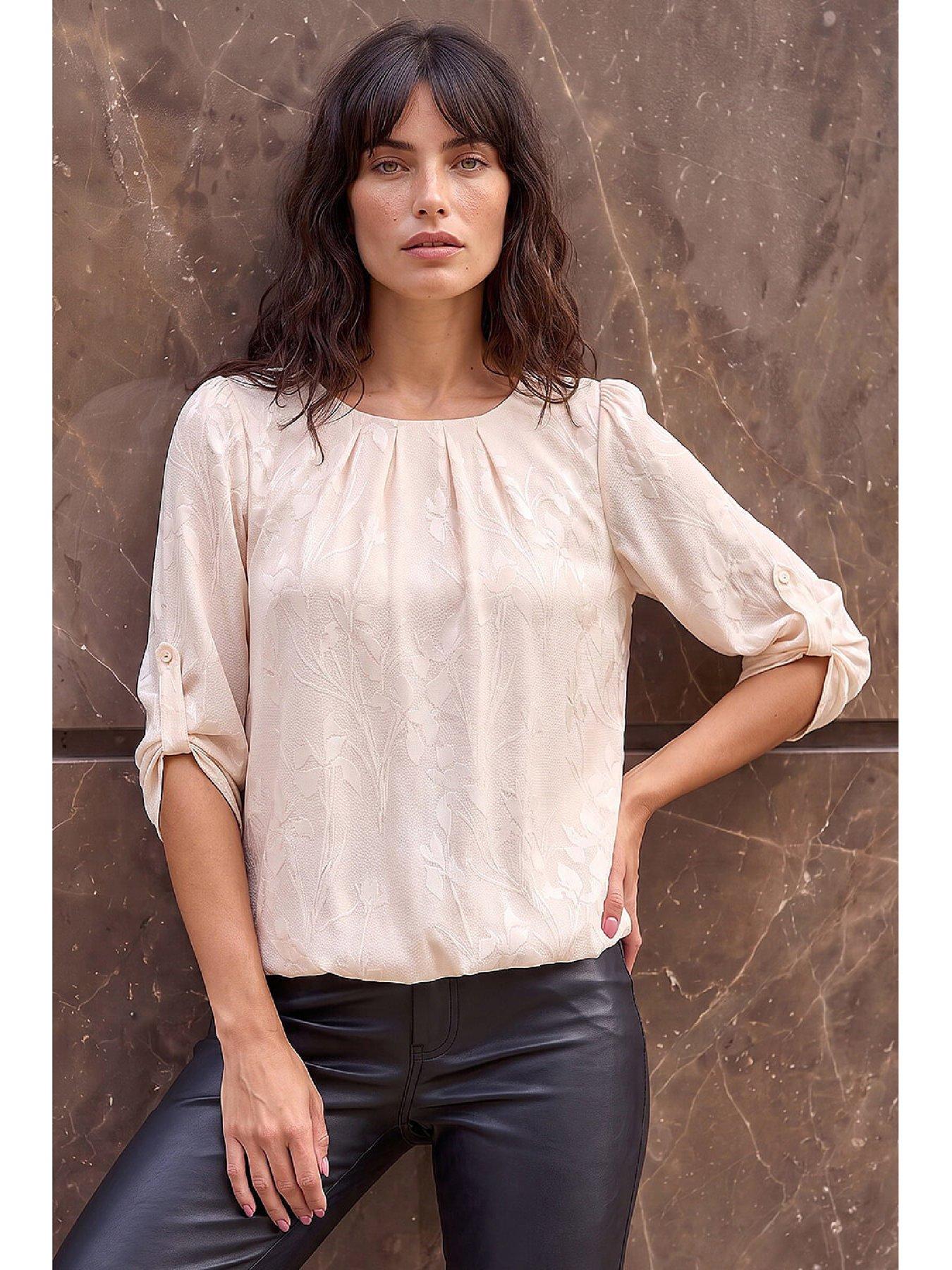 Image 1 of 4 of Roman Jacquard Bubble Hem Top