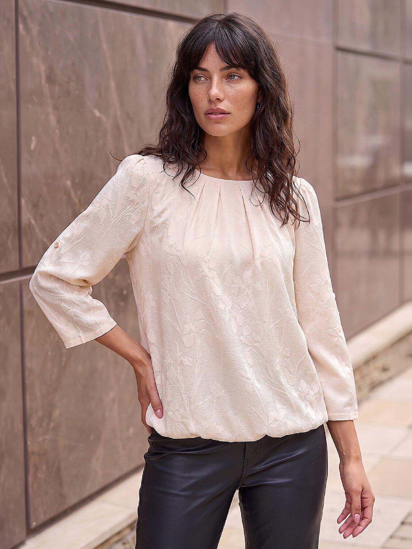 Image 4 of 4 of Roman Jacquard Bubble Hem Top