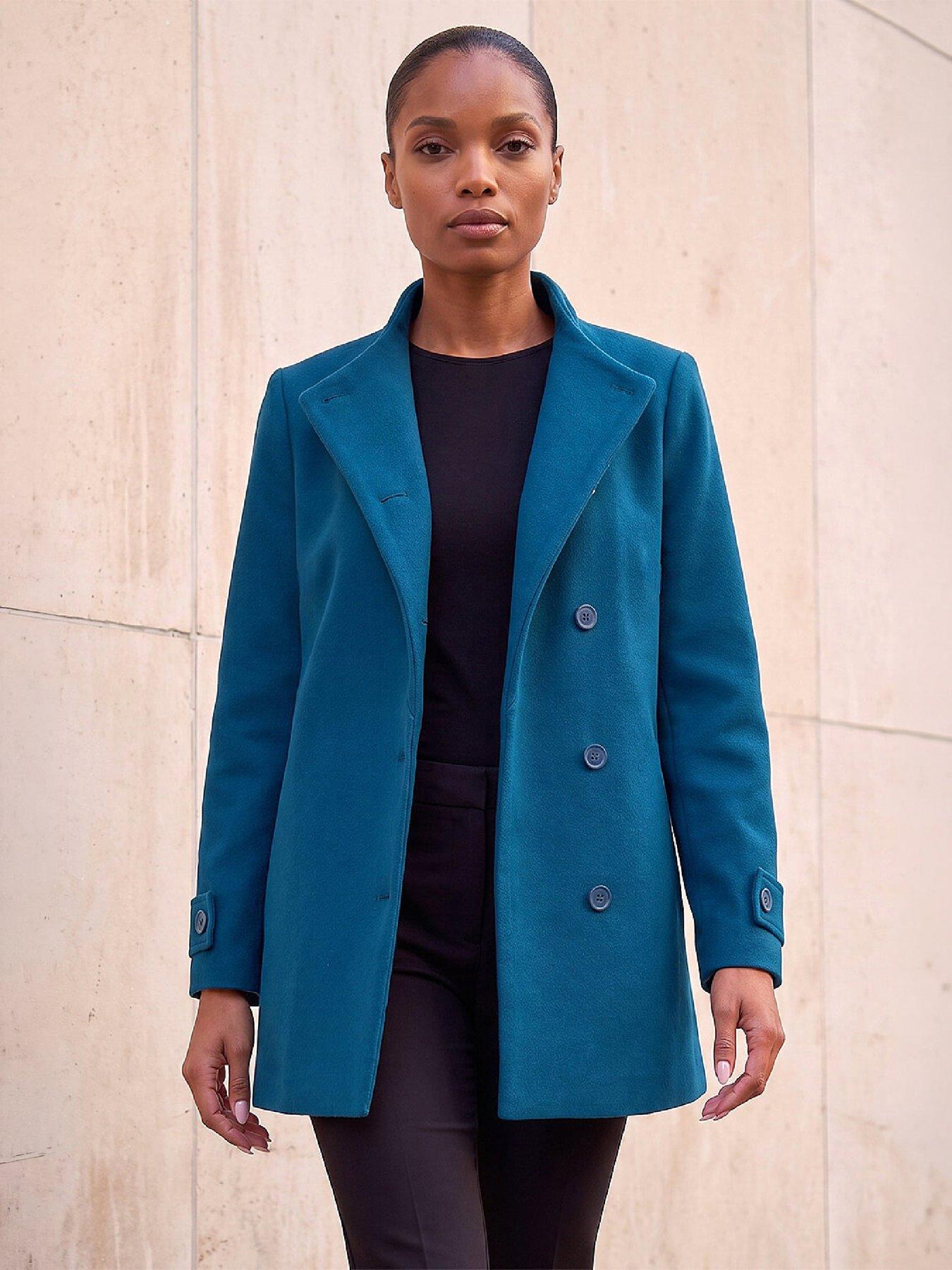 Roman Women's Teal Funnel Neck Coat In | Size: 18 - Image 2