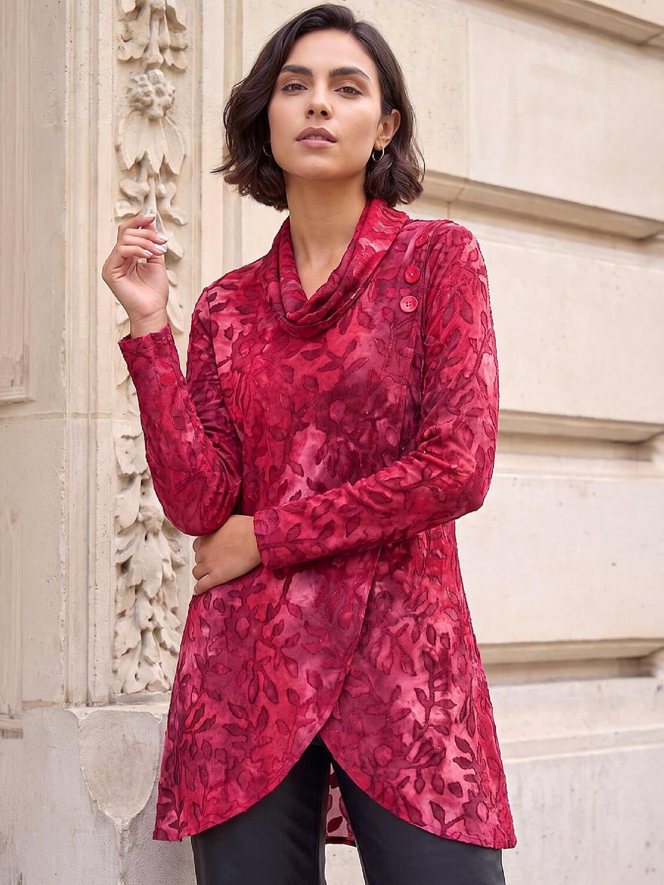 Roman Women's Wine Burnout Print Tunic In | Size: 14 - Image 7