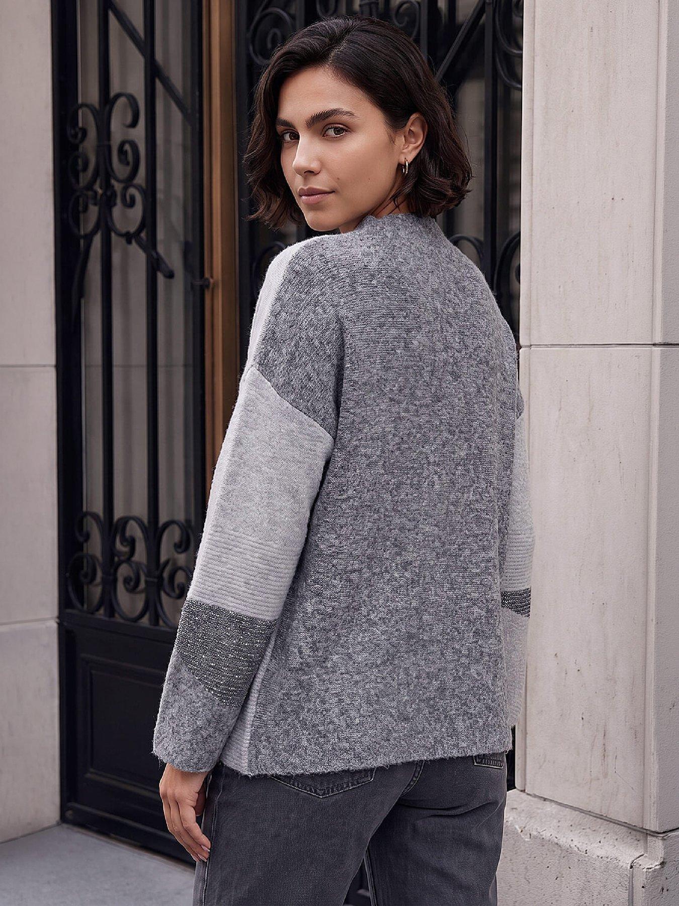 Image 3 of 4 of Roman Womens Colour Block Sequin Melange Knit Jumper - Grey