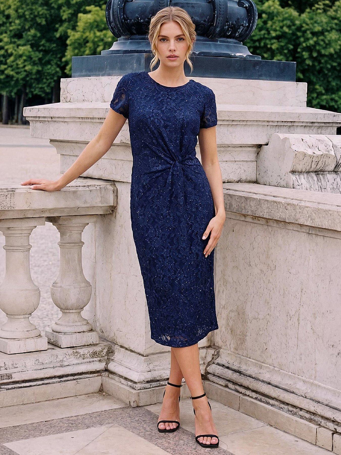 Image 4 of 4 of Roman Lace Twist Stretch Dress