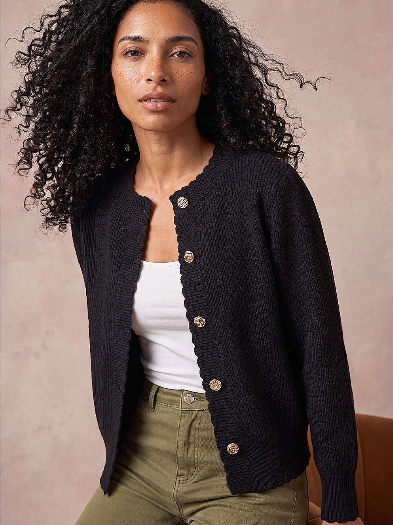 Roman Women's Multi Button Knit Cardigan Sweater in Black | Size: 16 - Image 3