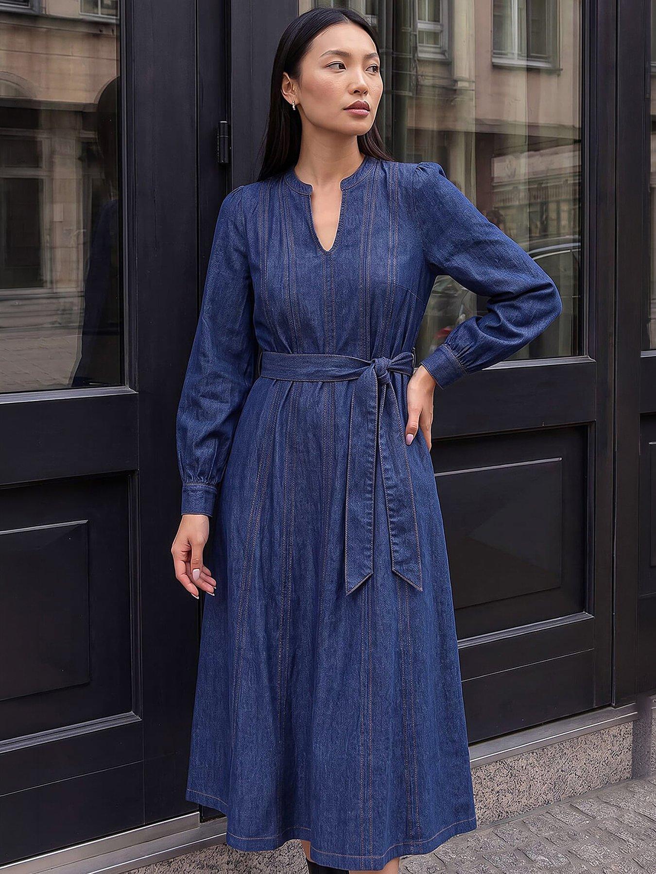 Image 1 of 3 of Roman Panelled Tie Waist Midi Dress