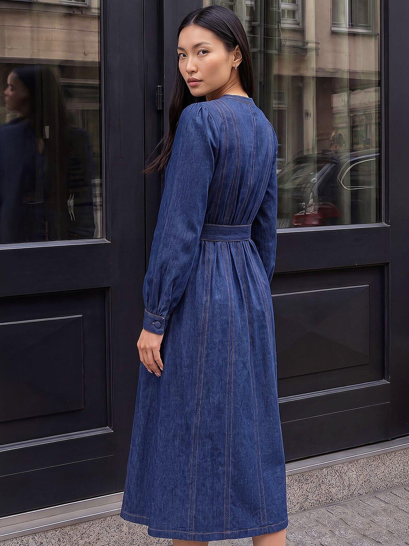 Image 3 of 3 of Roman Panelled Tie Waist Midi Dress