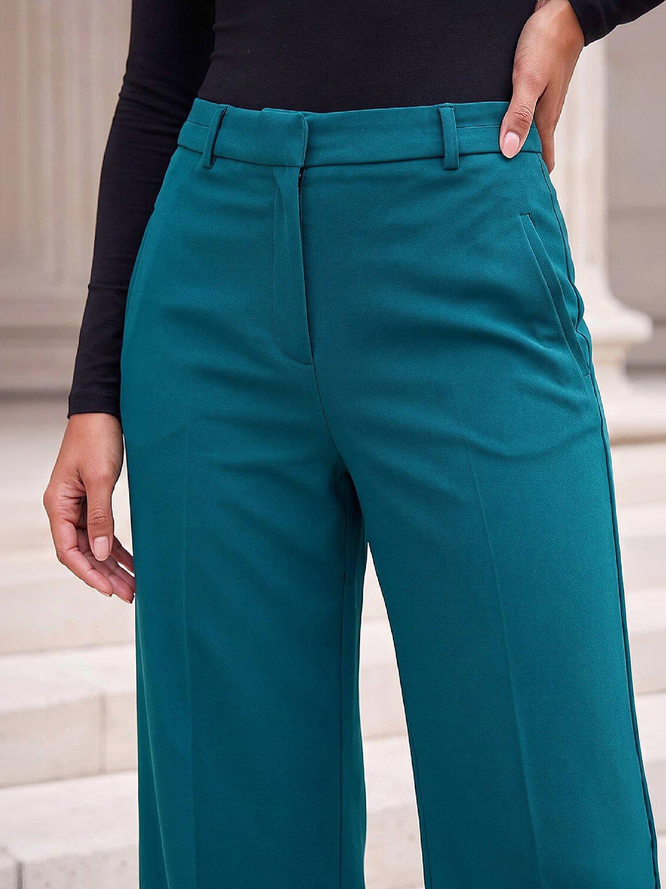 Image 2 of 4 of Roman Womens Wide Leg Ankle Length Trousers - Blue