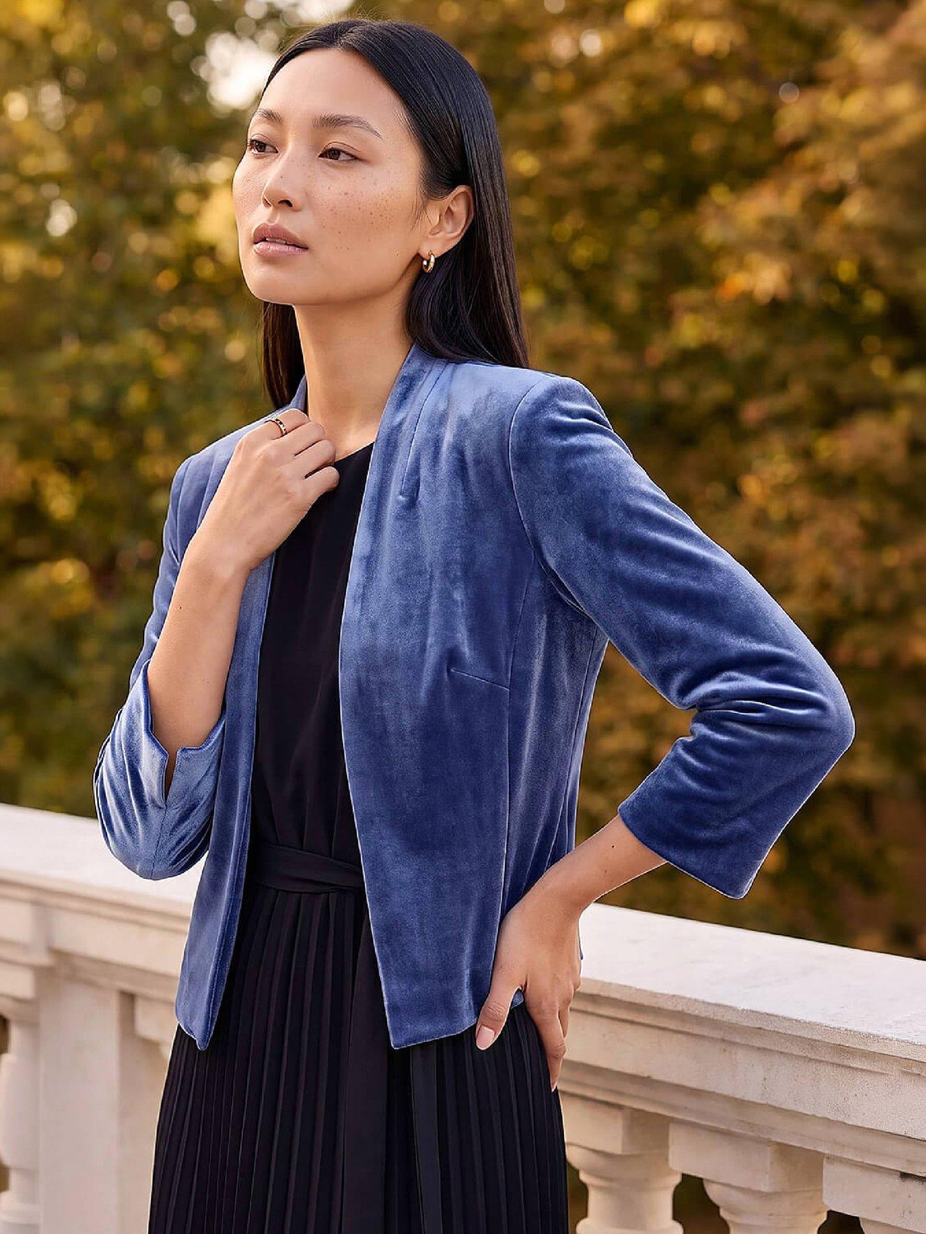 Roman Women's Midnight Stretch Velvet Smart Jacket In | : Size 18 - Image 3