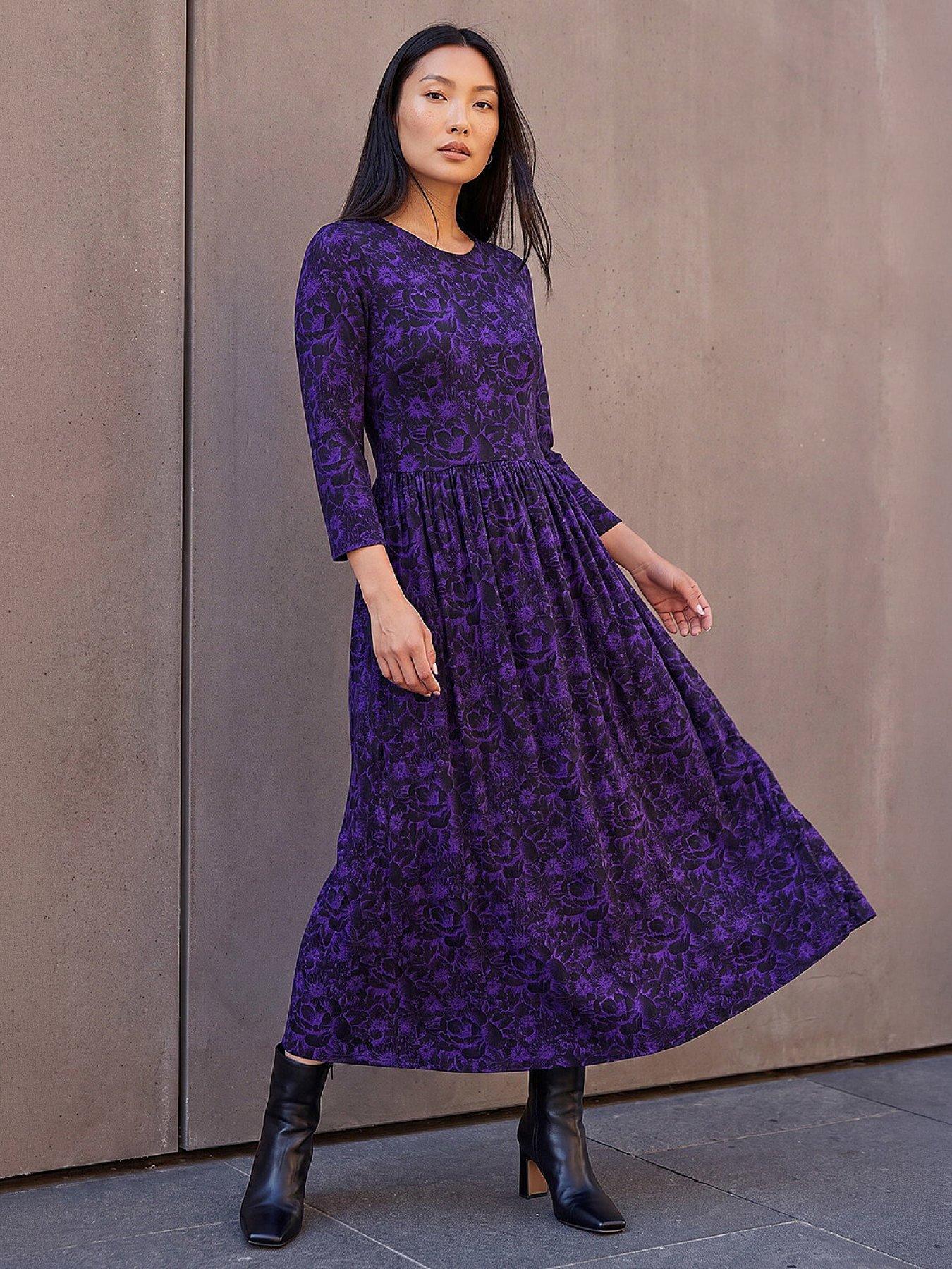 Roman Women's Purple Paysley Print Midi Dress In | : Size 12 - Image 2