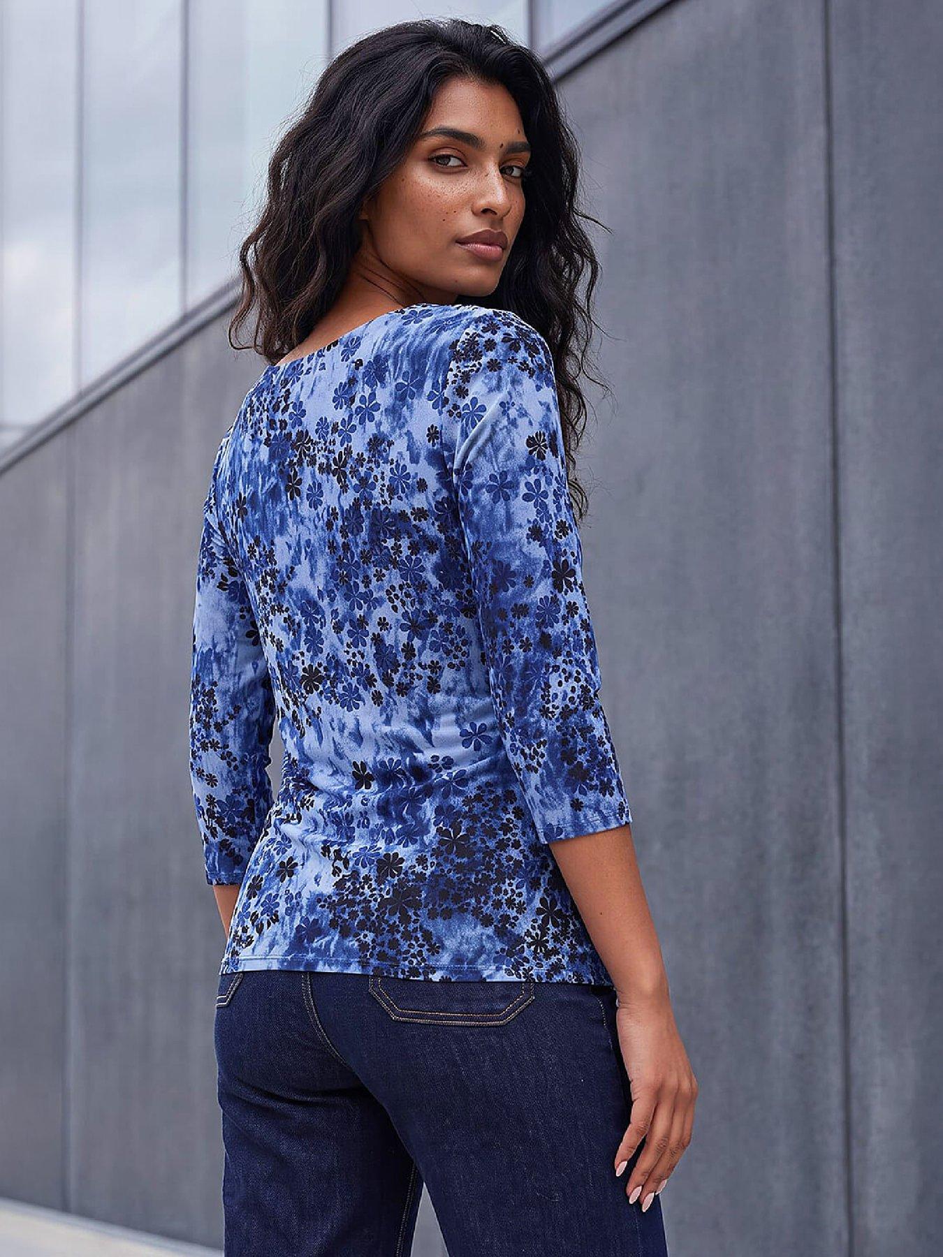 Image 3 of 3 of Roman Shadow Floral Cowl Neck Top