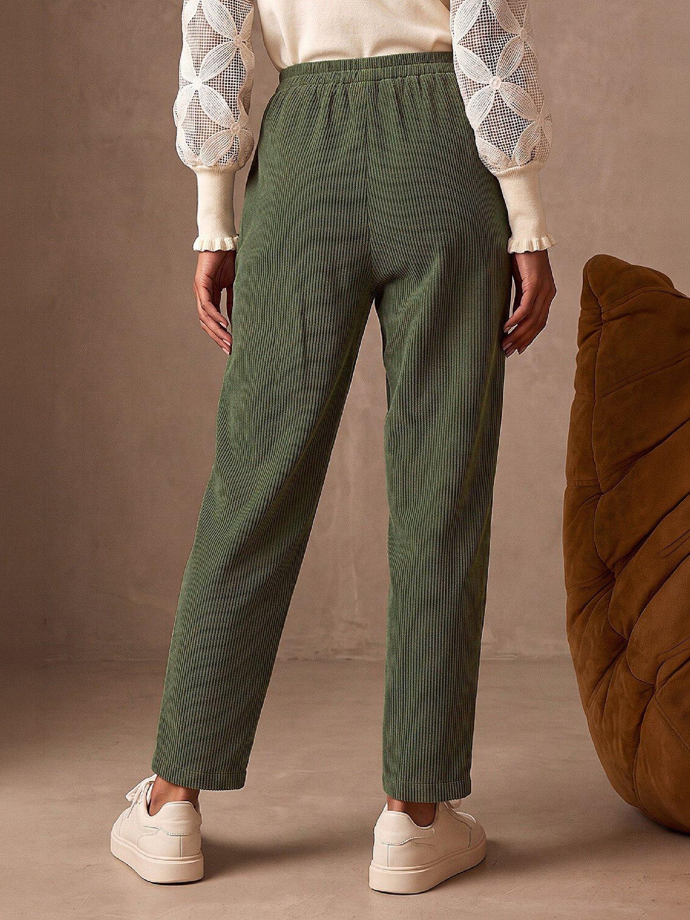 Image 3 of 3 of Roman Petite Tuck Front Corduroy Trouser