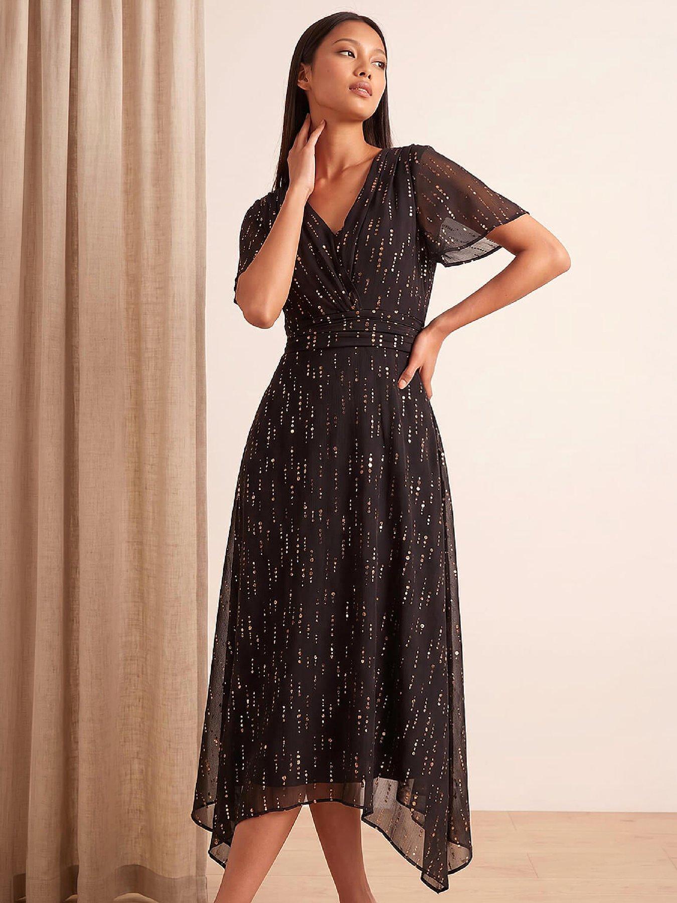 Image 4 of 4 of Roman Petite Foil Printed Dress
