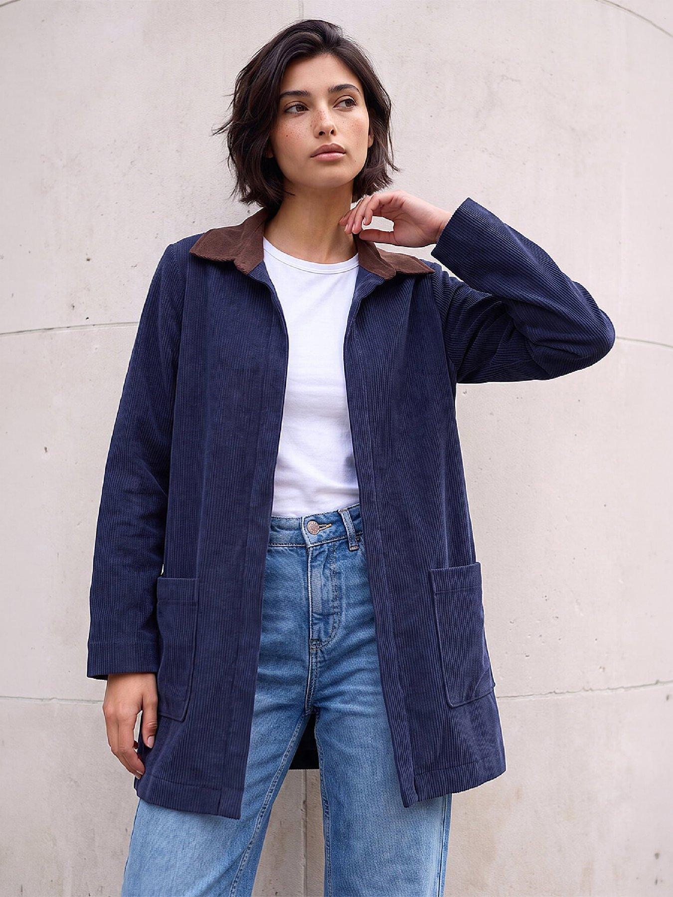 Roman Women's Navy Petite Cord Jacket In Size 14 - Image 6