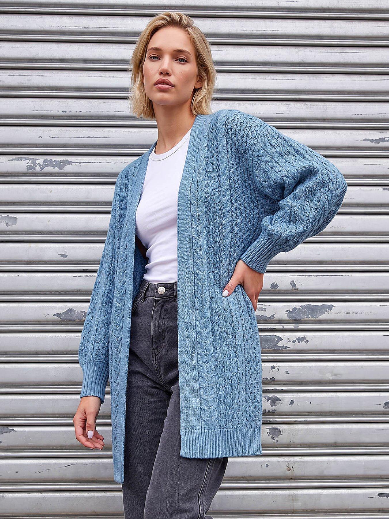 Roman Women's Blue Chunky Cable Cardigan In | Size: 16 - Image 2
