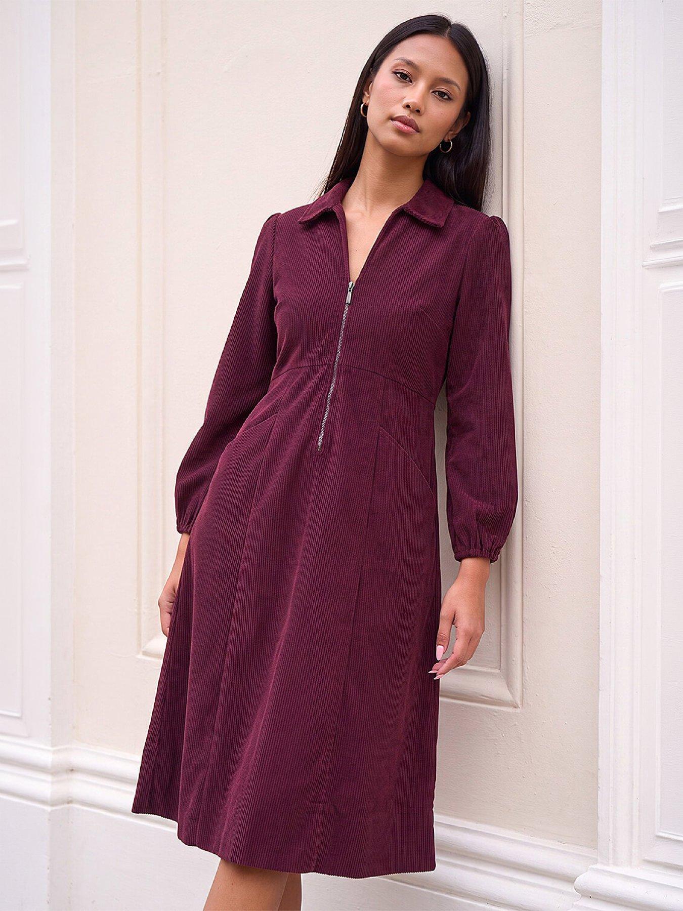 Image 1 of 4 of Roman Petite Zip Front Cord Dress